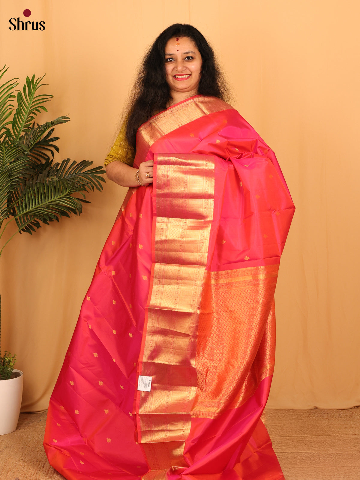 Pink(single Tone)- Kanchipuram silk Saree