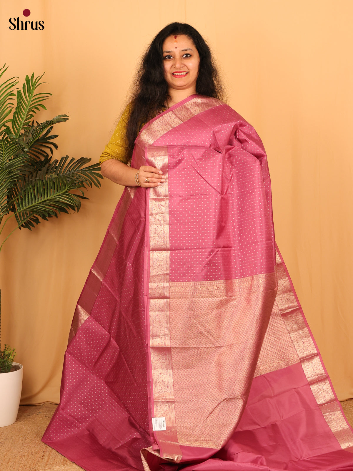 Pink(single Tone) - Kanchipuram silk Saree