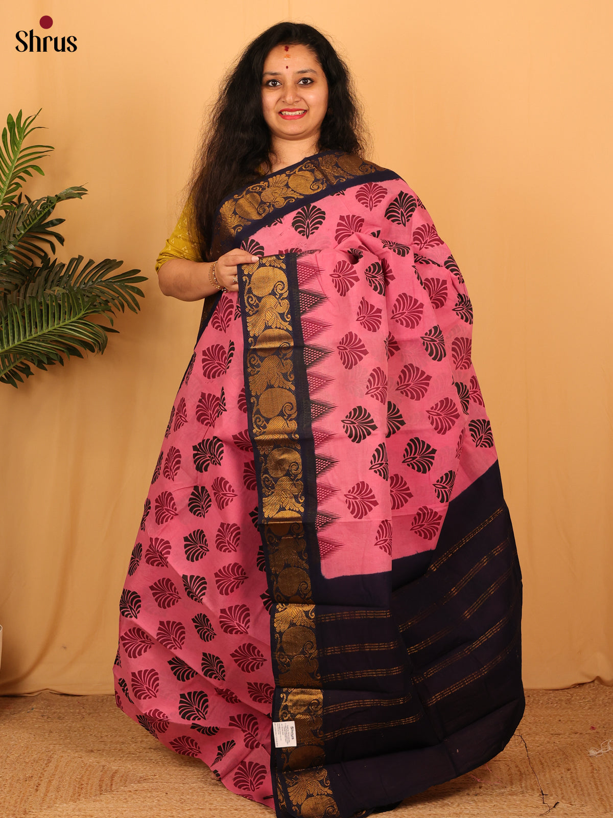 Pink & Blue  - Sungudi Cotton Saree