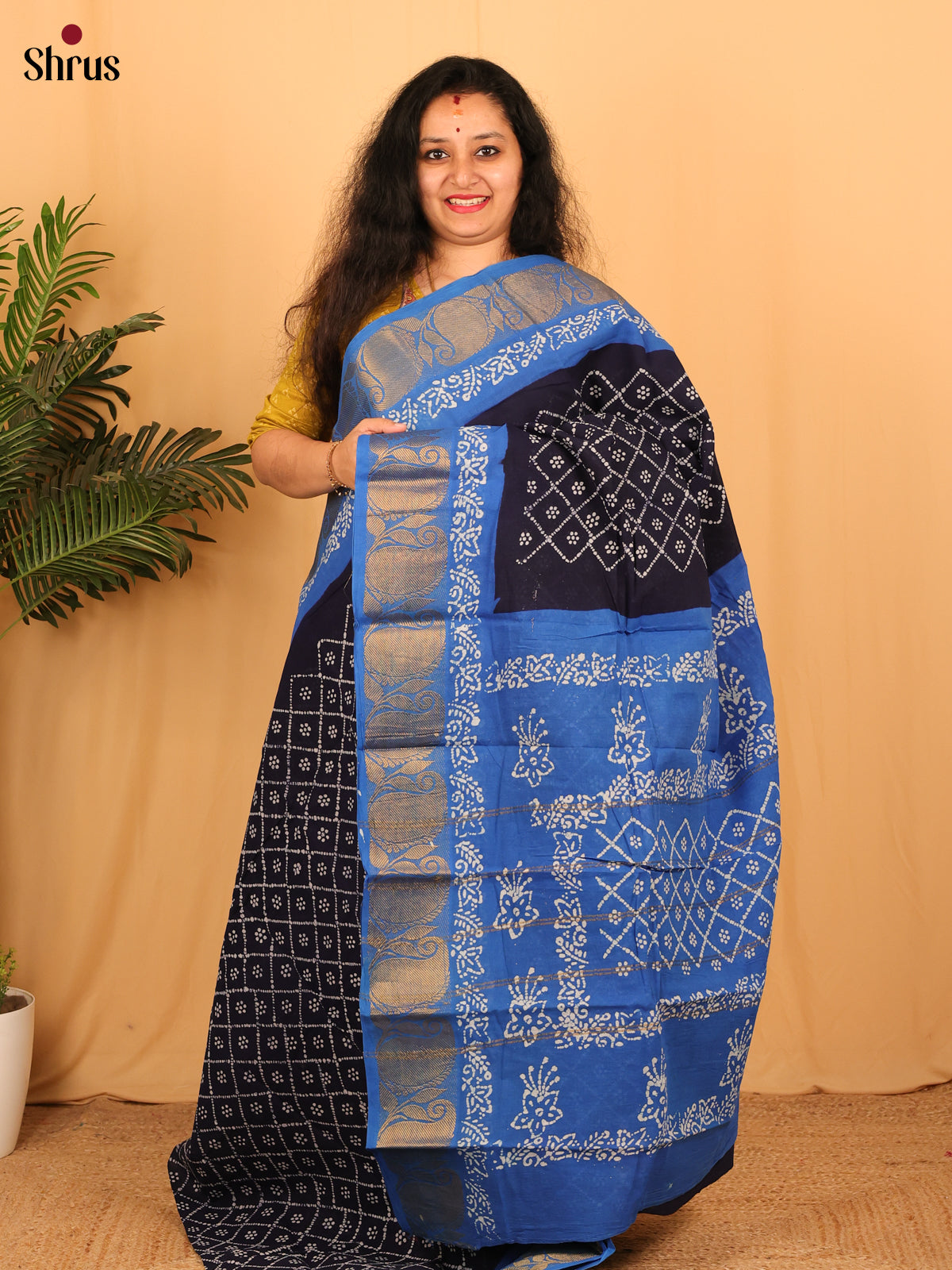 Black & Blue - Sungudi Cotton Saree