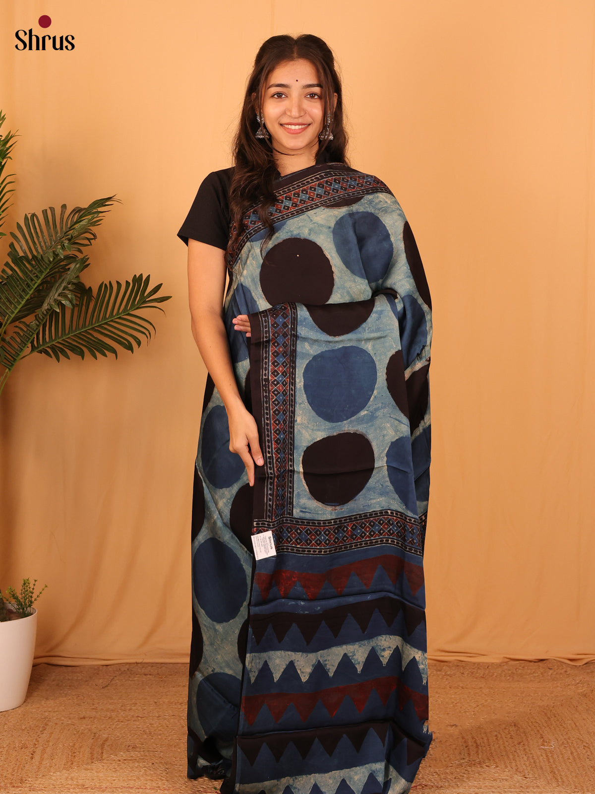 Blue & Black - Modal Silk Saree