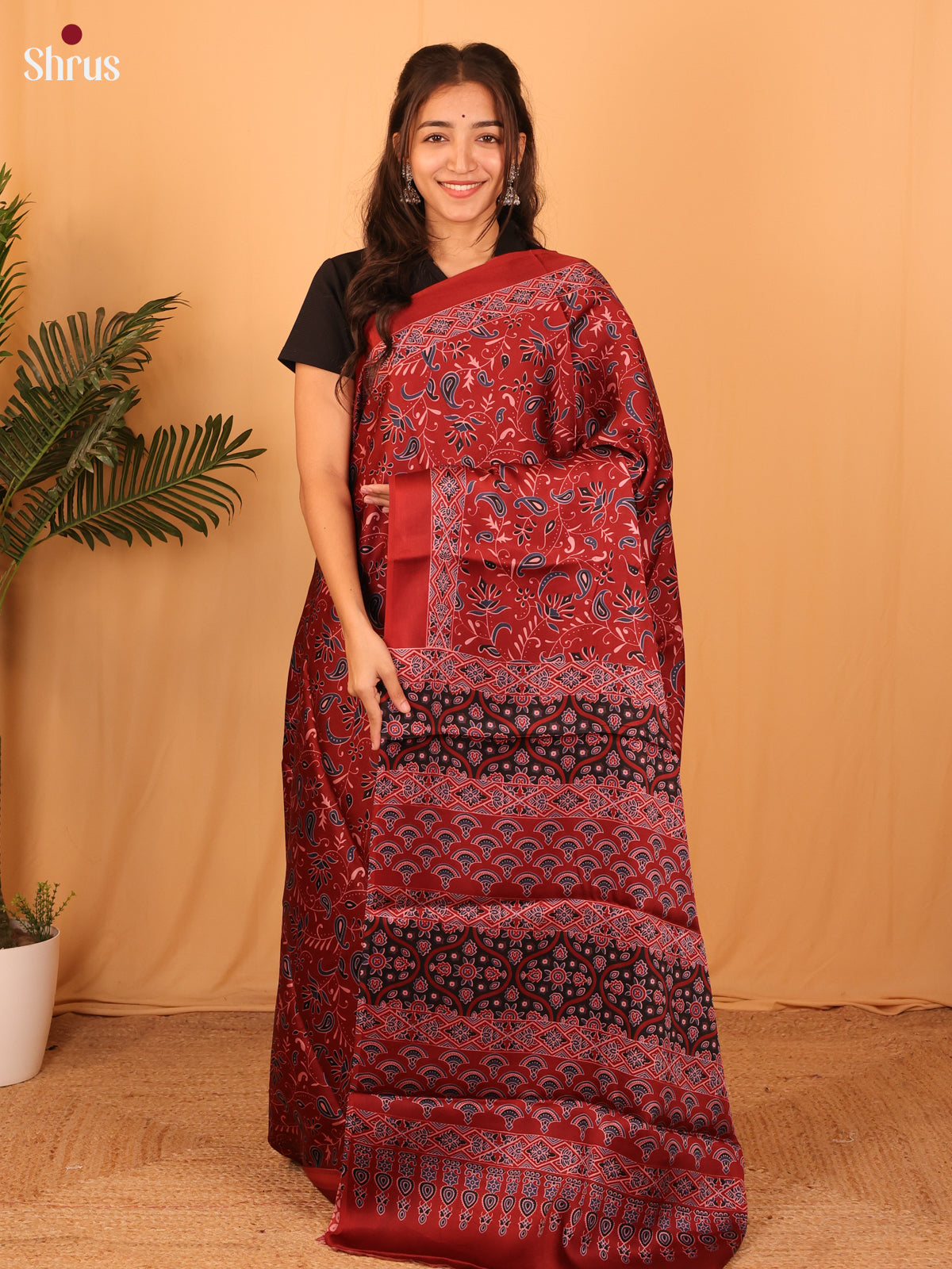 Maroon- Modal Silk Saree