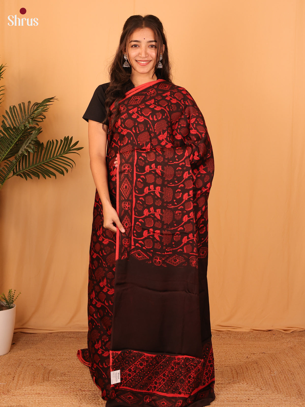 Black & Red - Modal Silk Saree