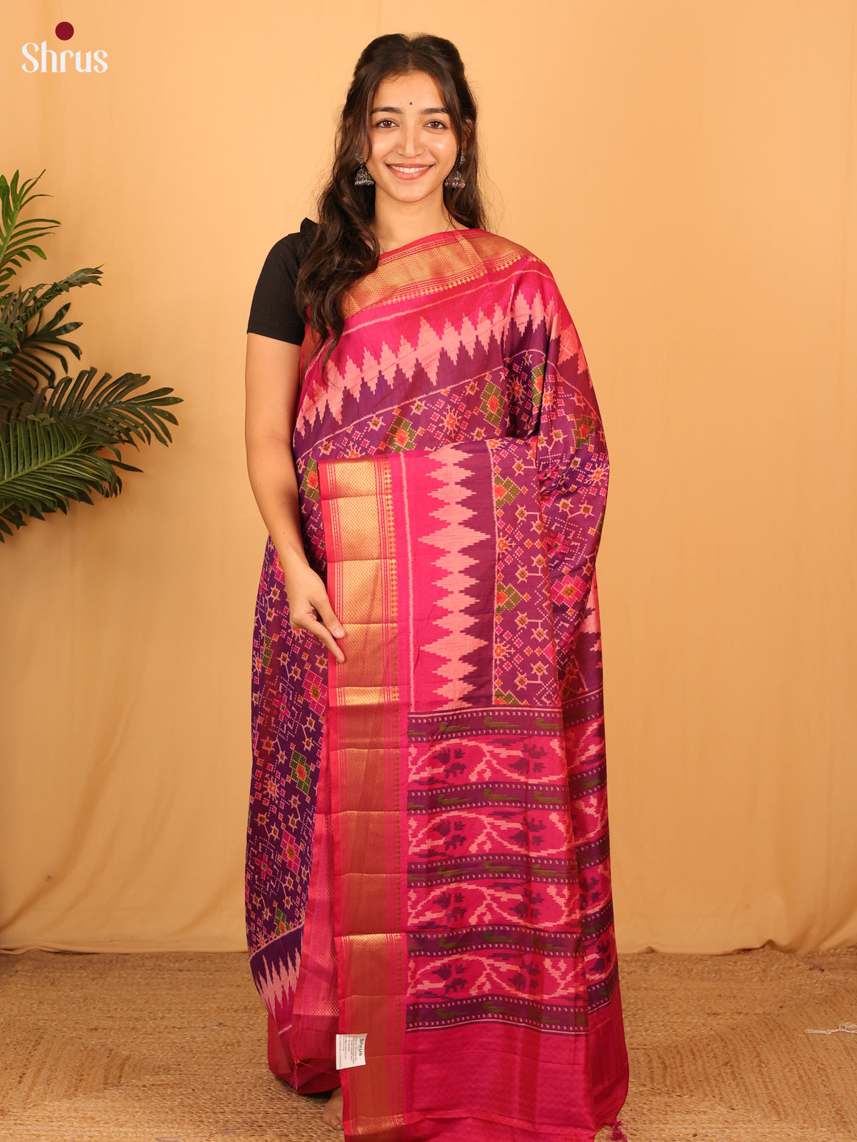 Purple & Pink - Semi Patola Saree - Shop on Shrus.com