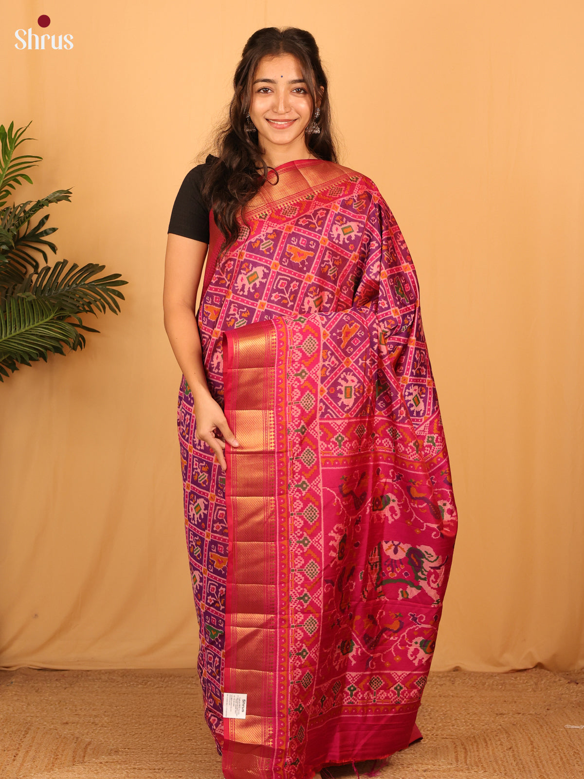 Purple & Pink - Semi Patola Saree - Shop on Shrus.com