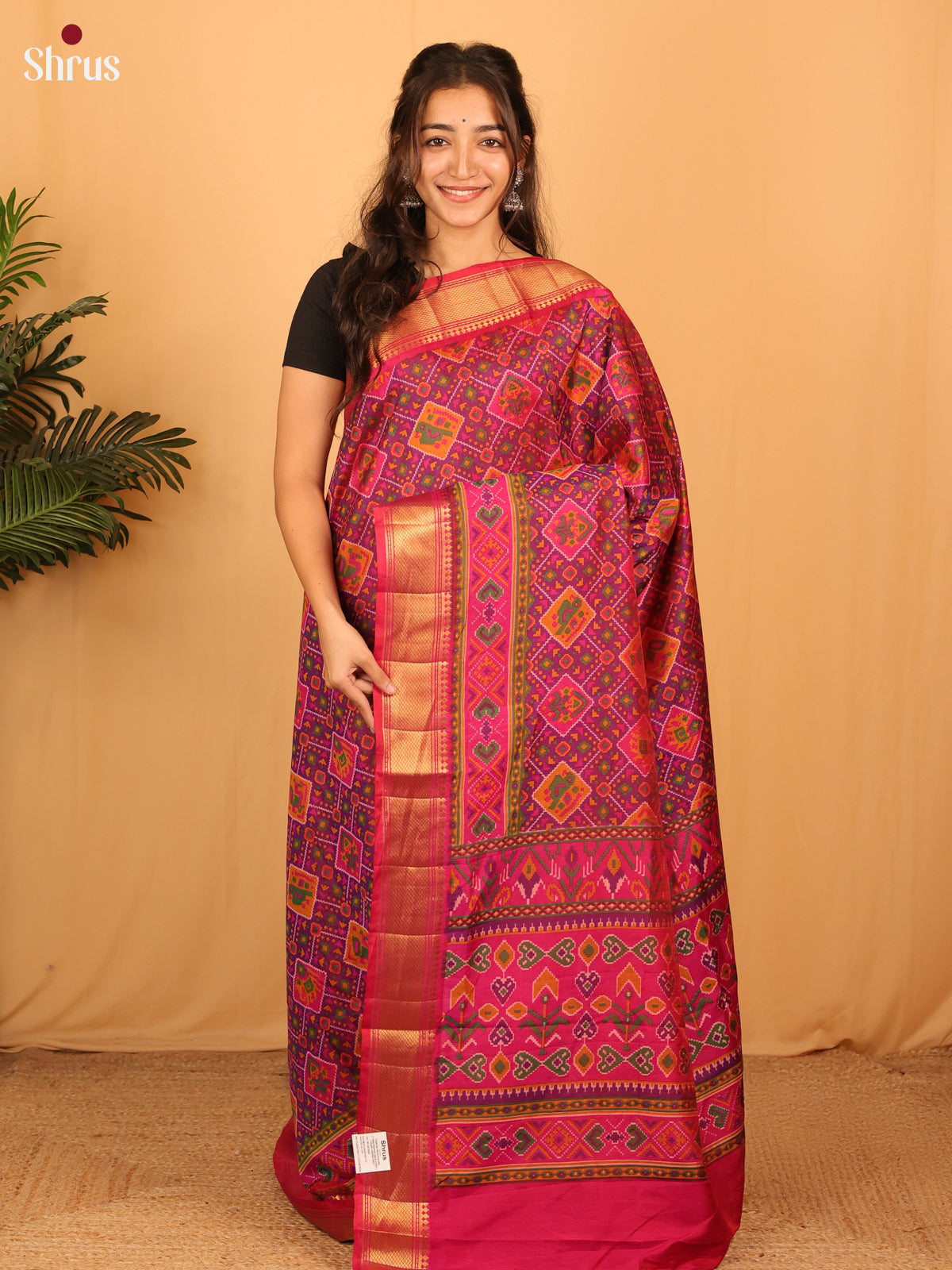Purple & Pink - Semi Patola Saree - Shop on Shrus.com