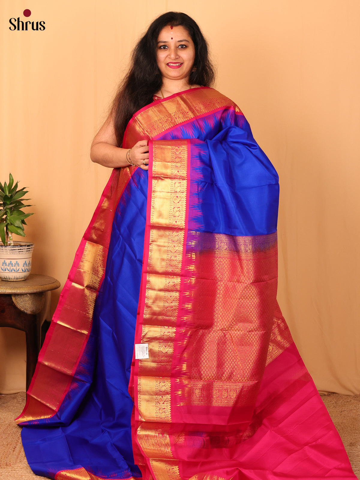 Blue- Kanchipuram silk Saree - Shop on Shrus.com