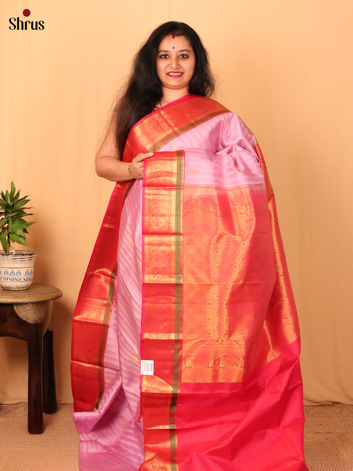 Pink & Rani Pink - Kanchipuram silk Saree - Shop on Shrus.com