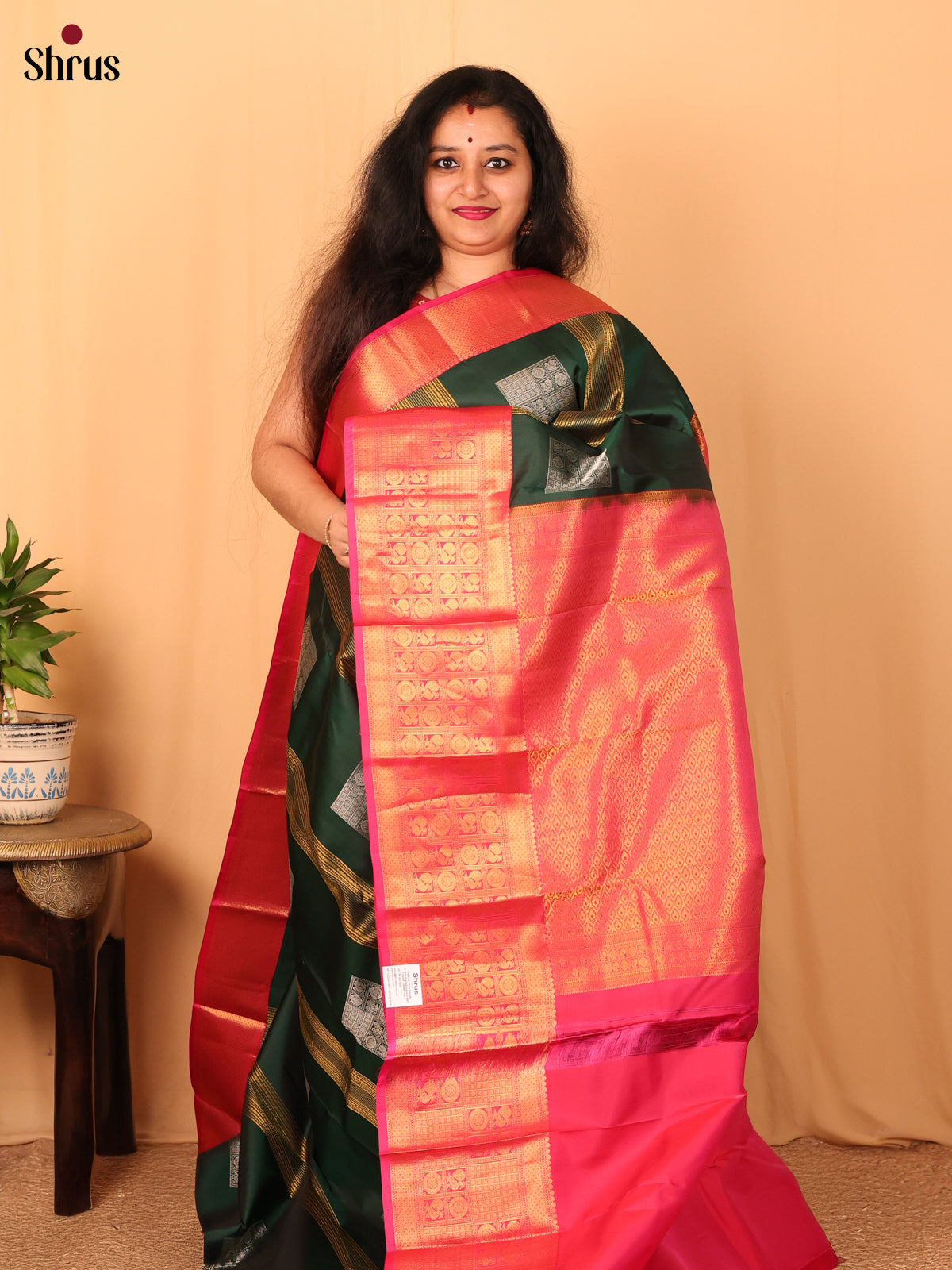 Green & Maroon - Kanchipuram silk Saree - Shop on Shrus.com
