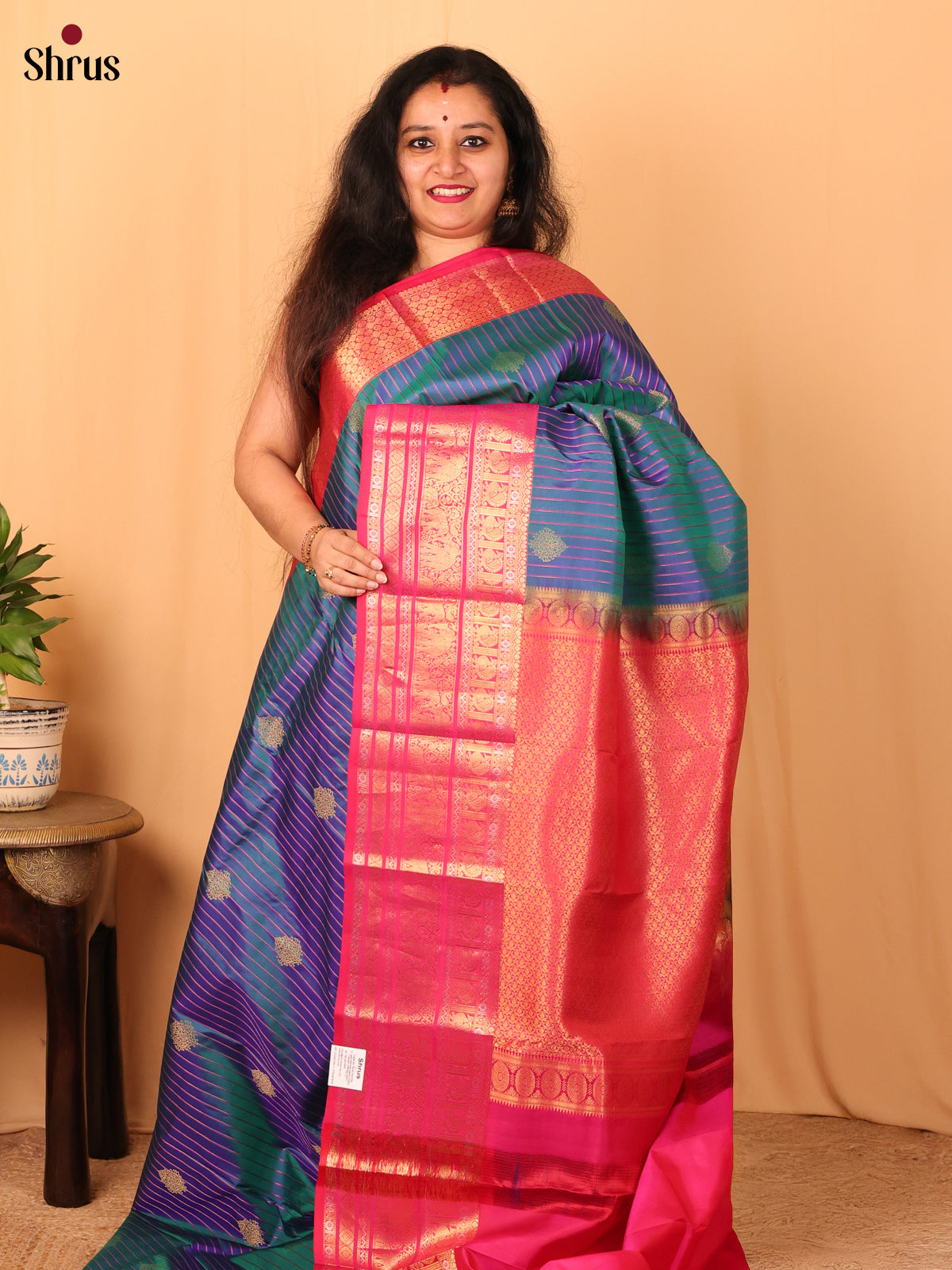 Blue & Pink - Kanchipuram silk Saree