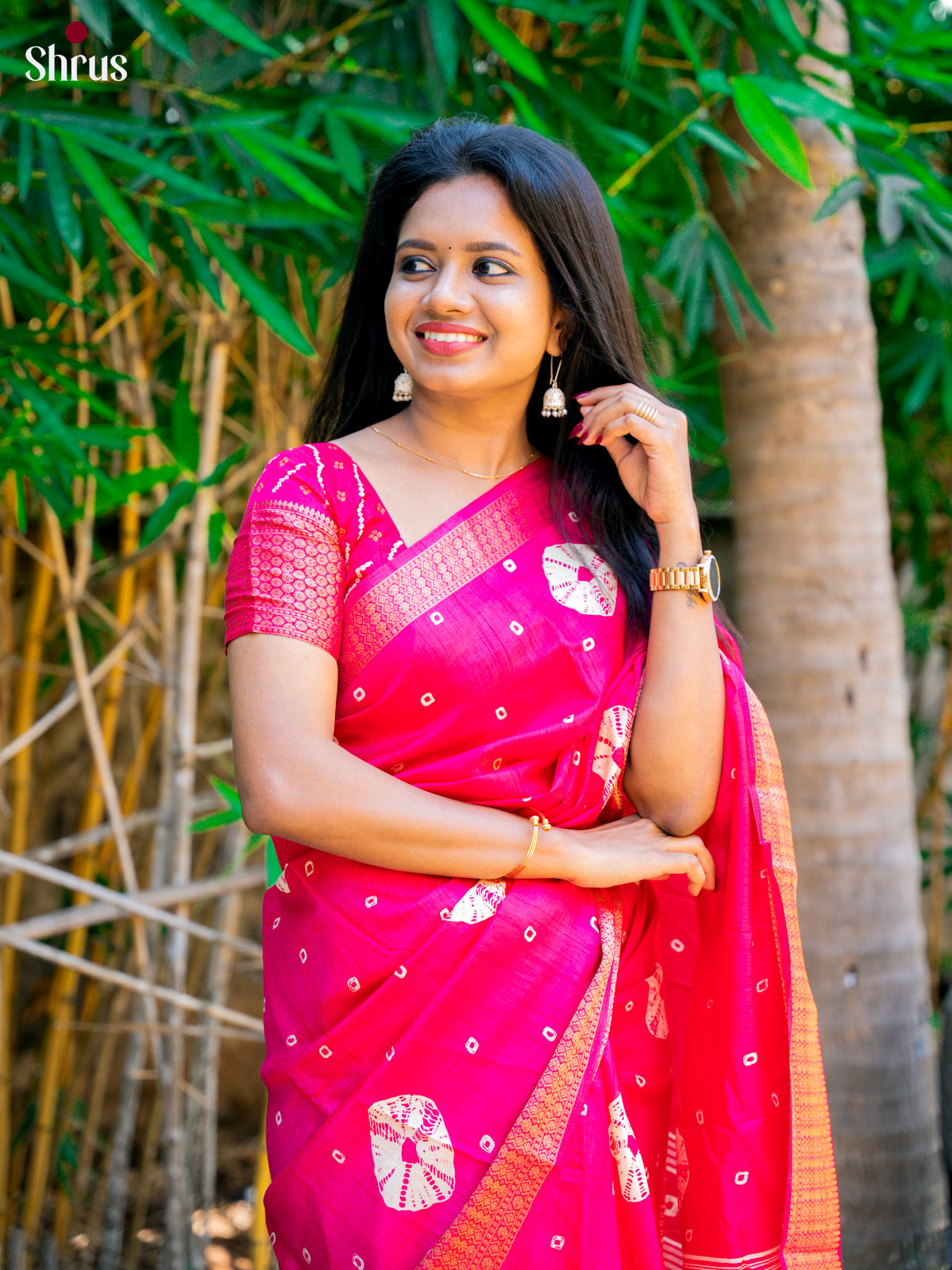 Pink - Semi Crepe Saree - Shop on Shrus.com