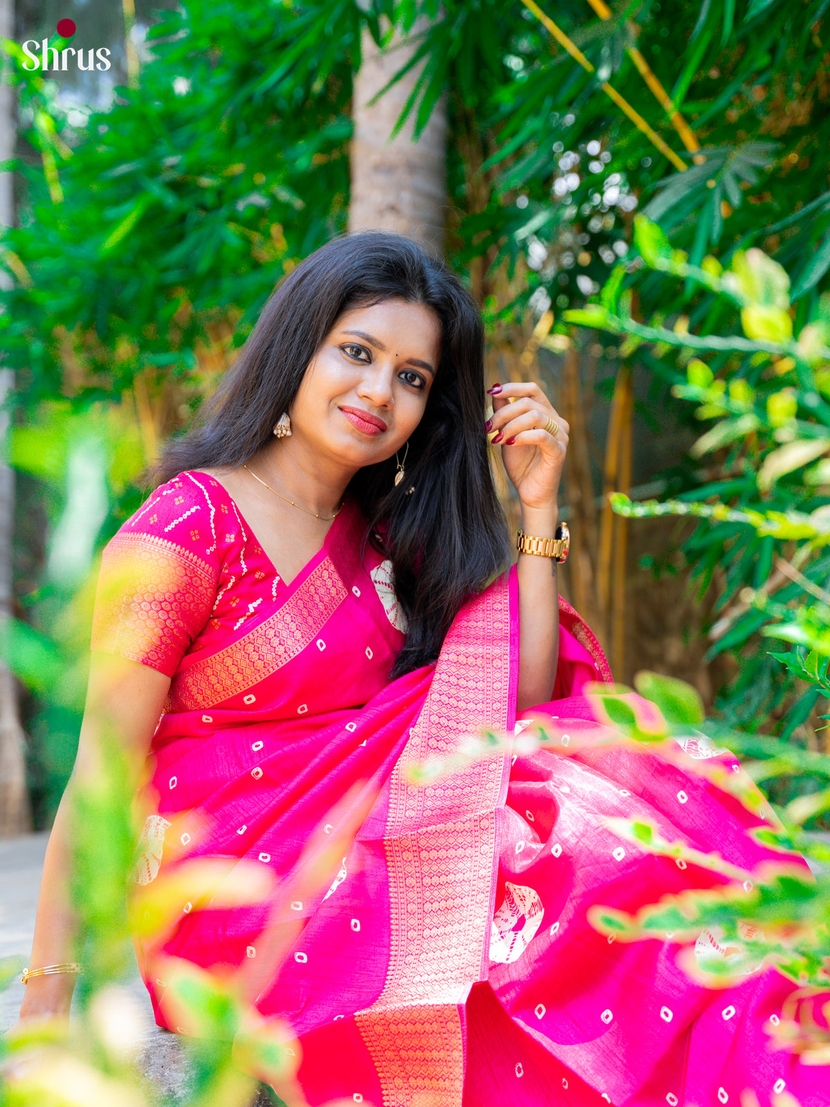 Pink - Semi Crepe Saree - Shop on Shrus.com