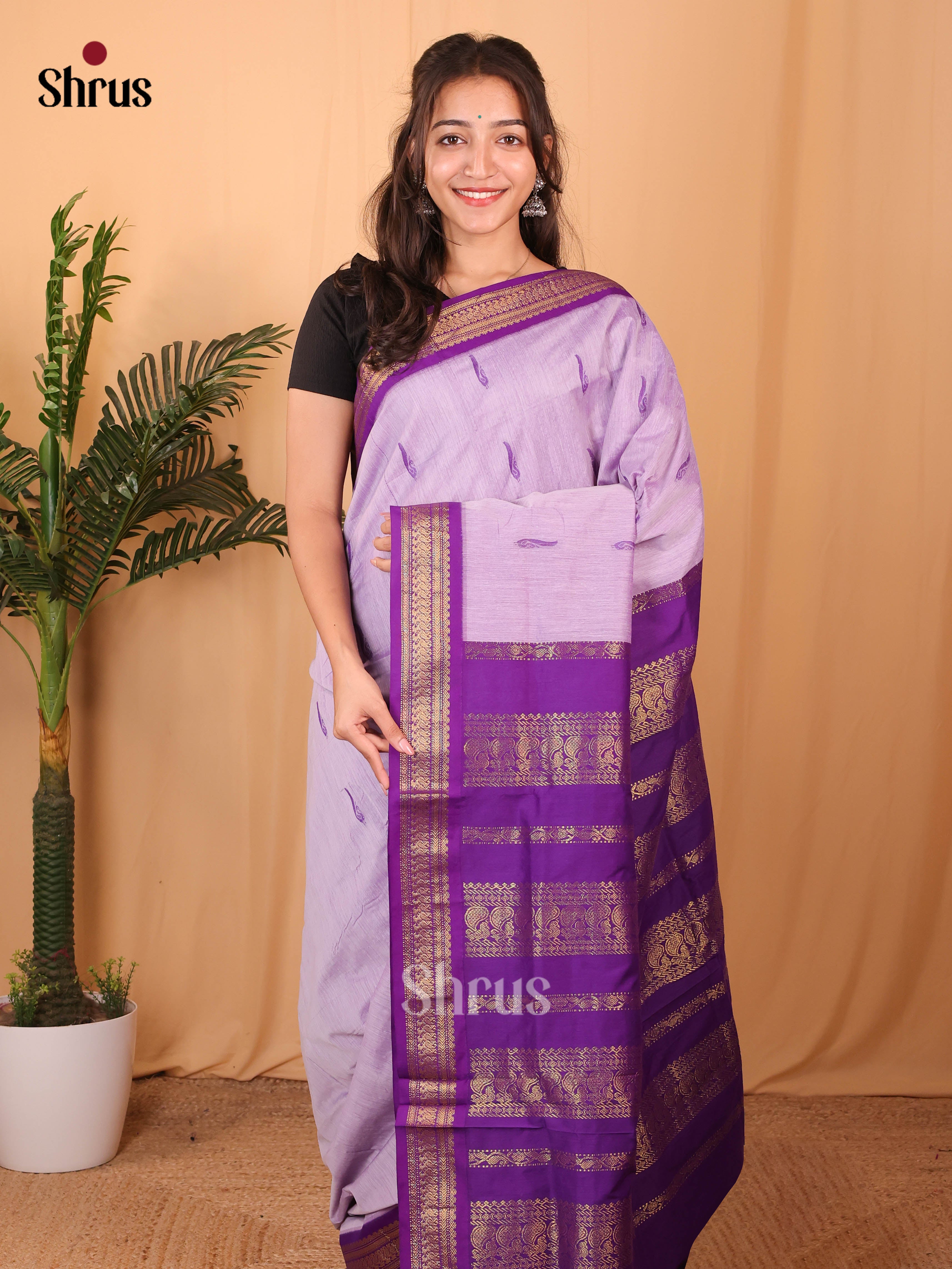 Lilac & Violet - Kalyani Cotton Saree - Shop on Shrus.com