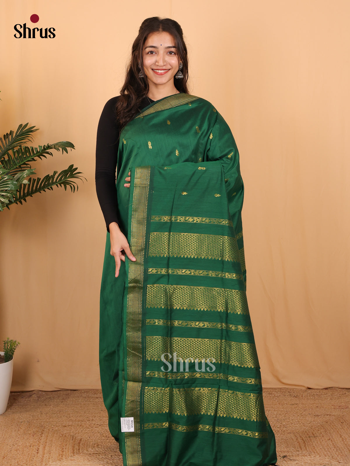 Green - Kalyani Cotton Saree - Shop on Shrus.com