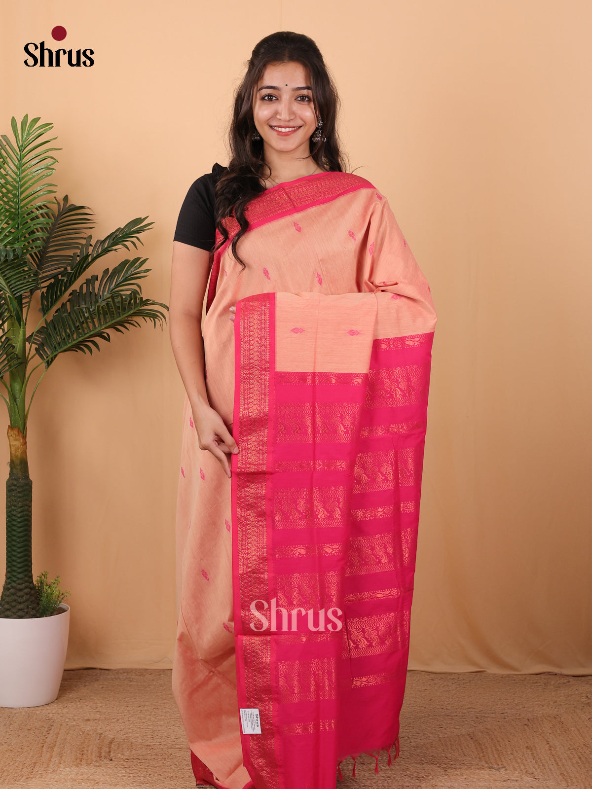 Peach & Pink - Kalyani Cotton Saree - Shop on Shrus.com
