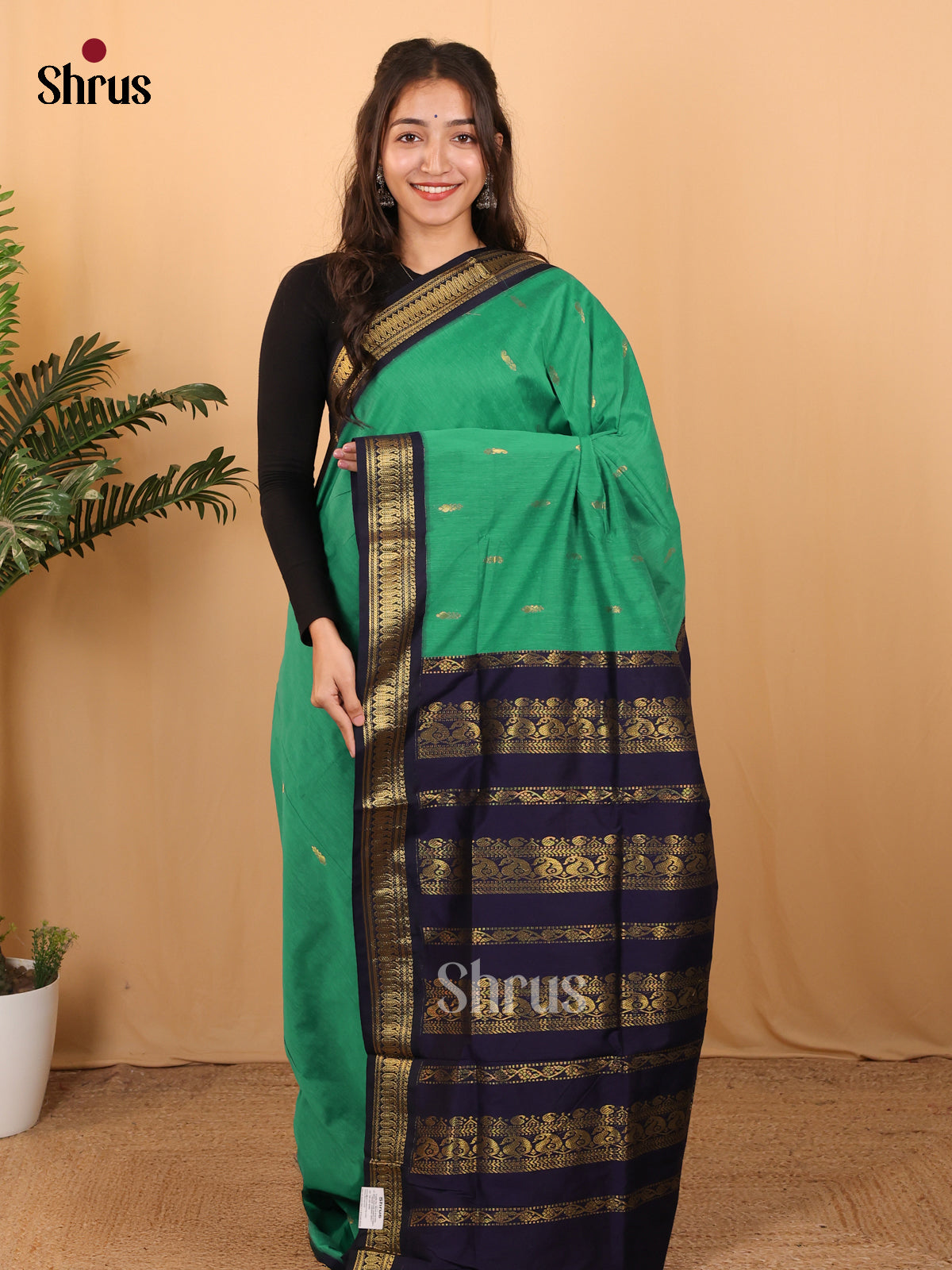 Green & Blue - Kalyani Cotton Saree - Shop on Shrus.com