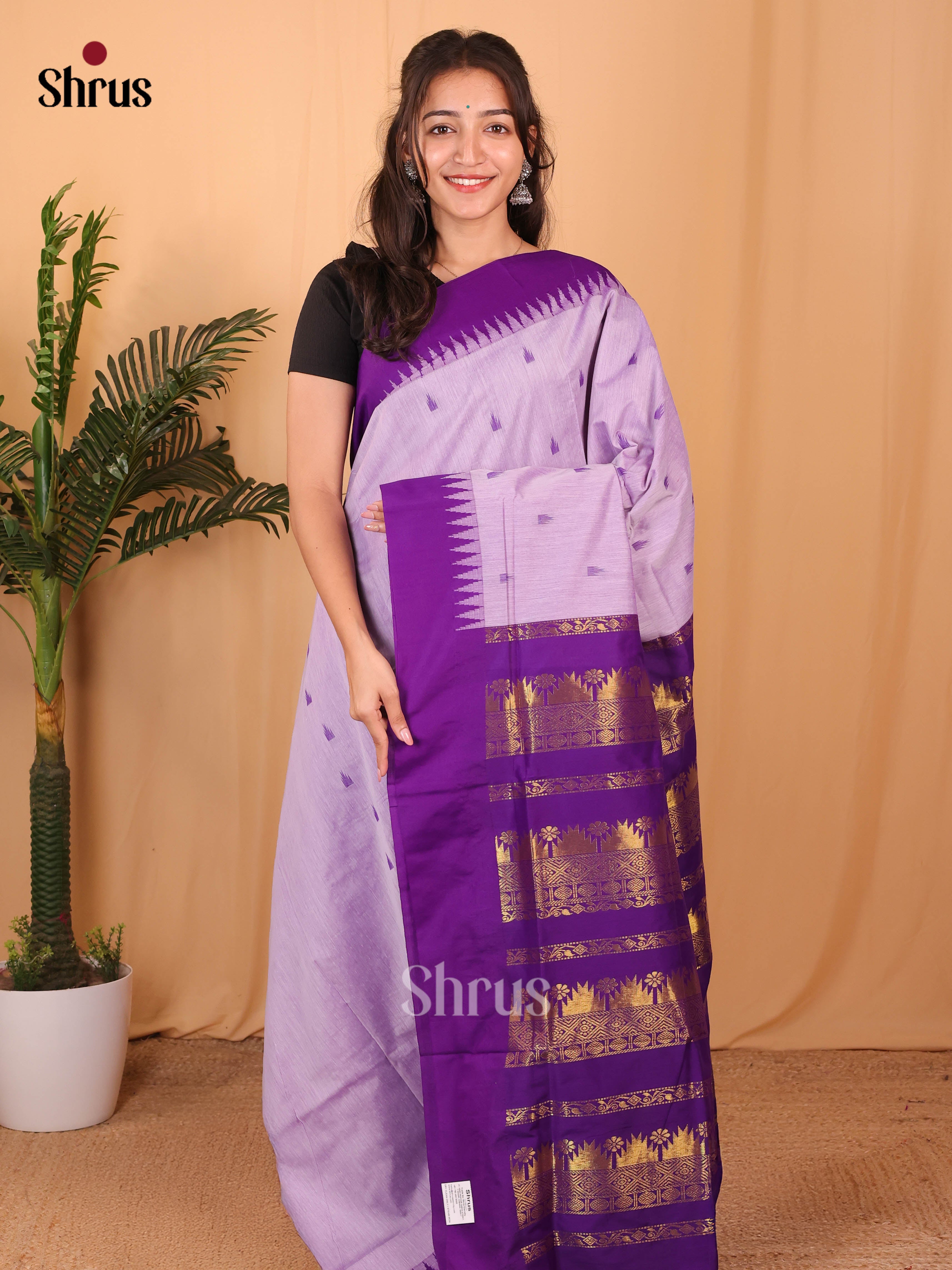 Lilac & Violet - Kalyani Cotton Saree - Shop on Shrus.com