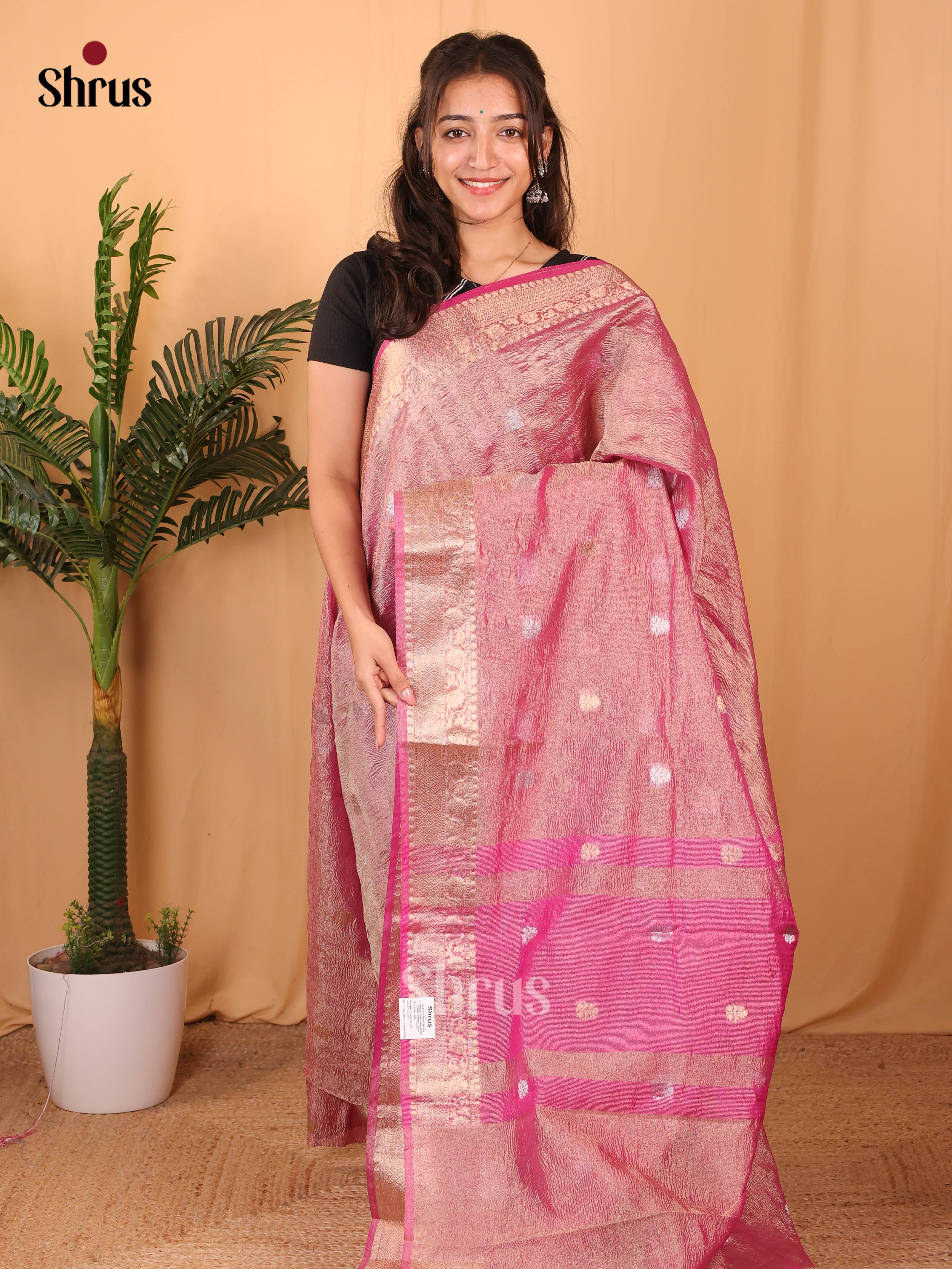 Purple - Bamboo silk Saree - Shop on Shrus.com