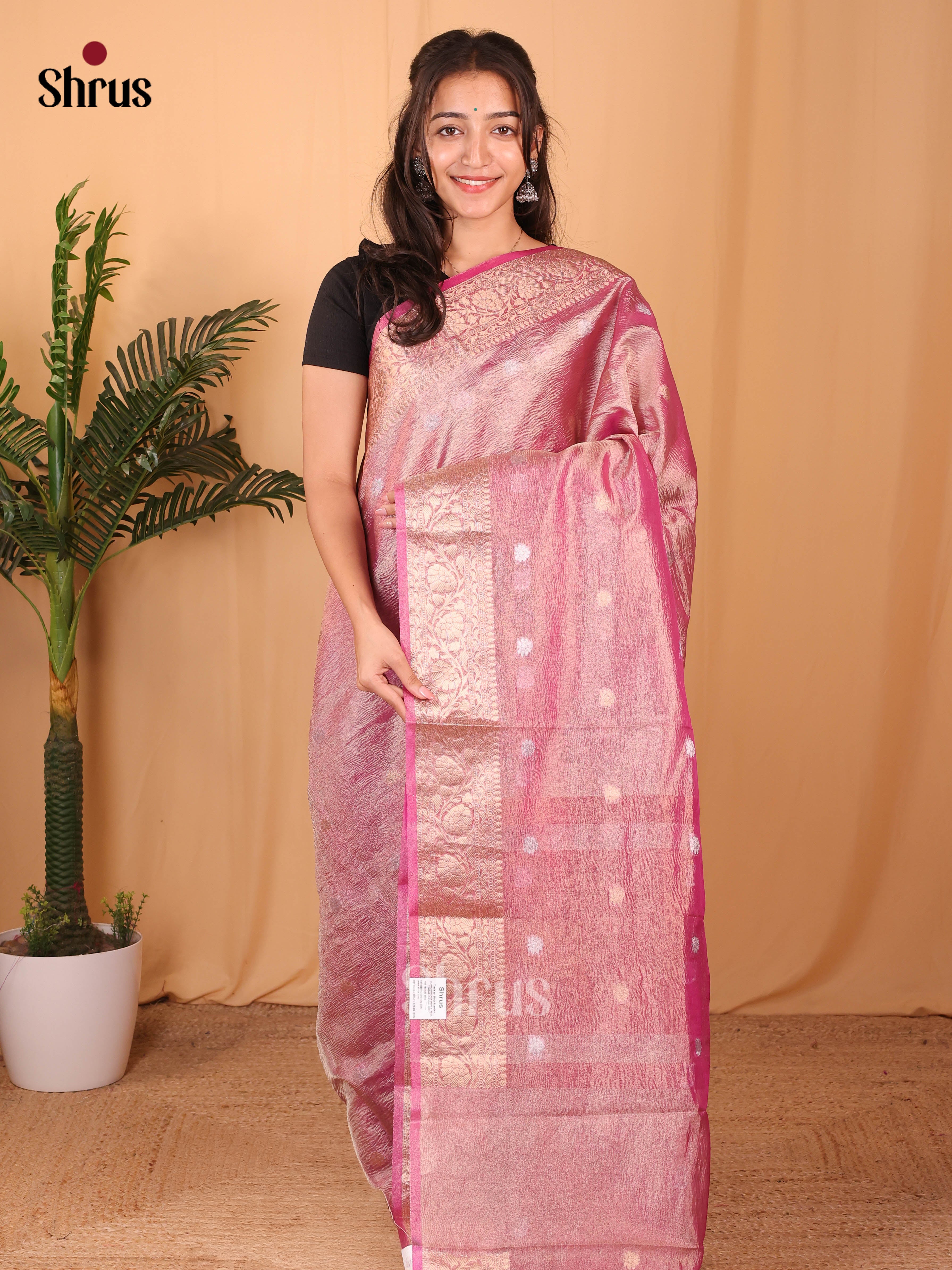 Purple - Bamboo silk Saree - Shop on Shrus.com