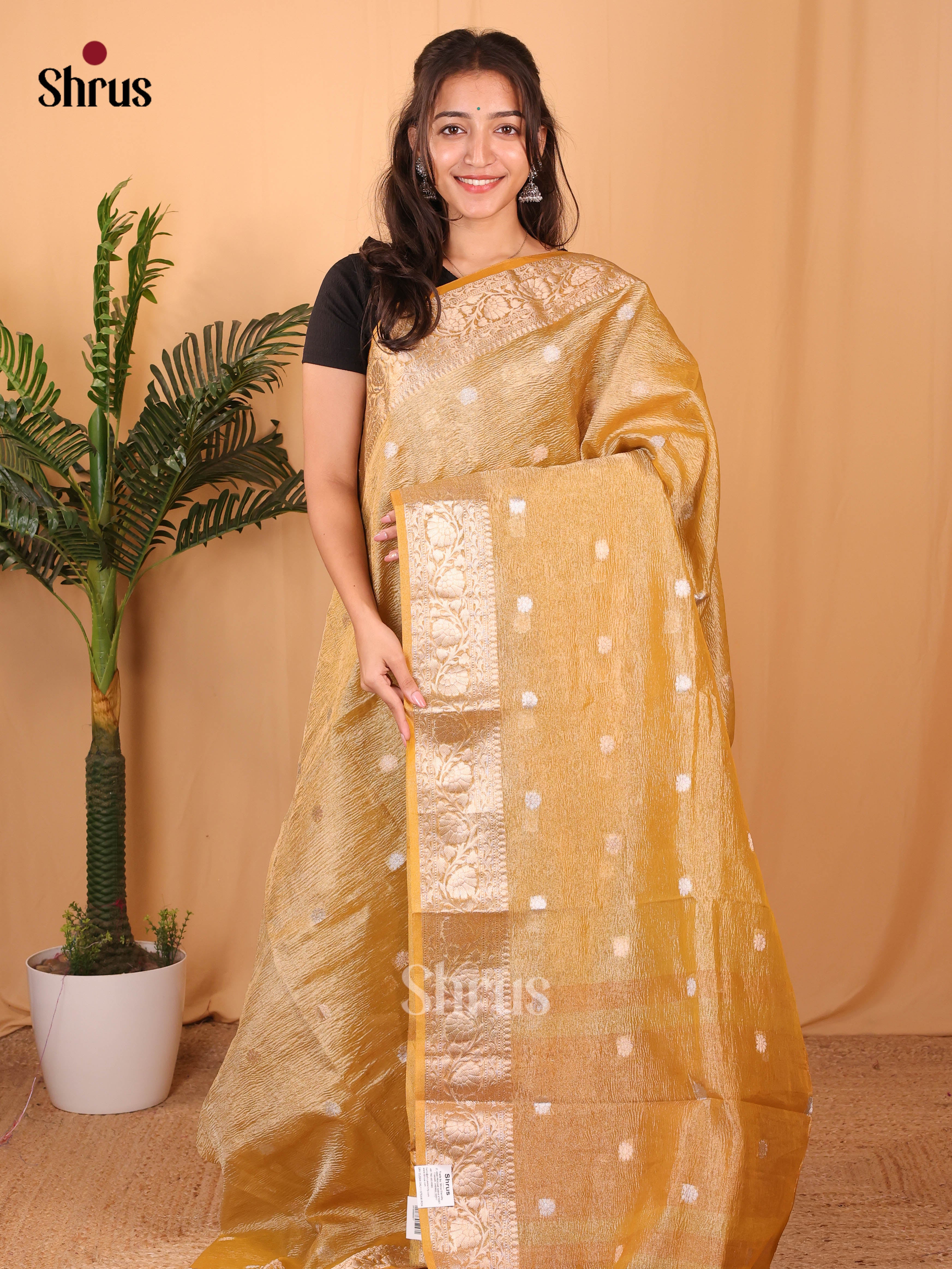 Mustard - Bamboo silk Saree - Shop on Shrus.com