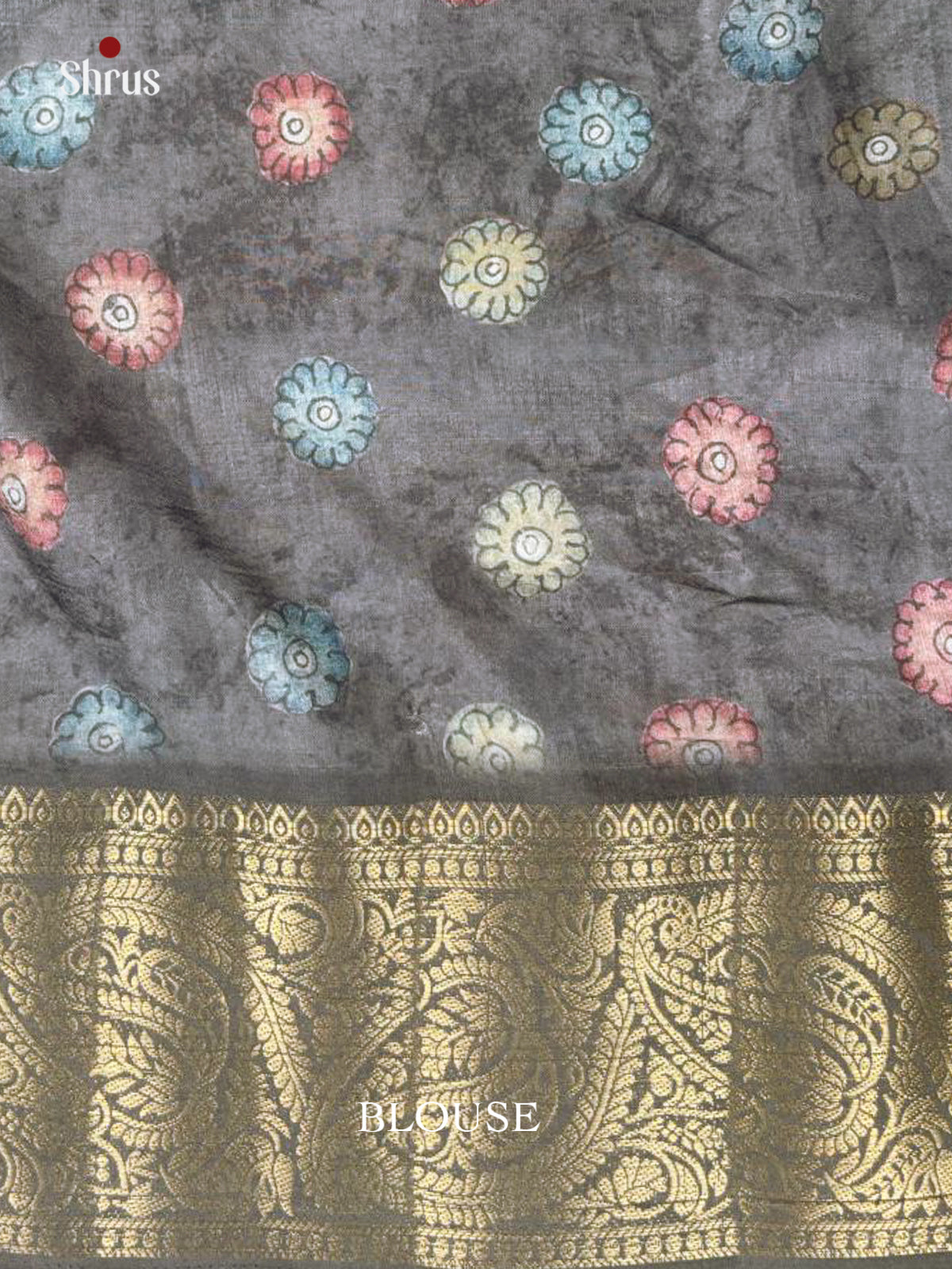 Greyish Black - Chennur-Print Saree - Shop on Shrus.com