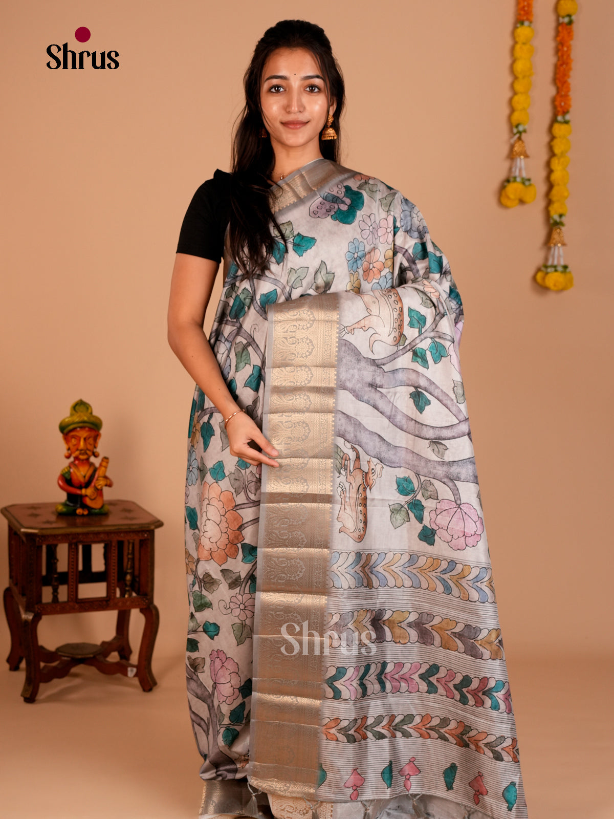 DAS22316 - Chennur-Print Saree - Shop on Shrus.com