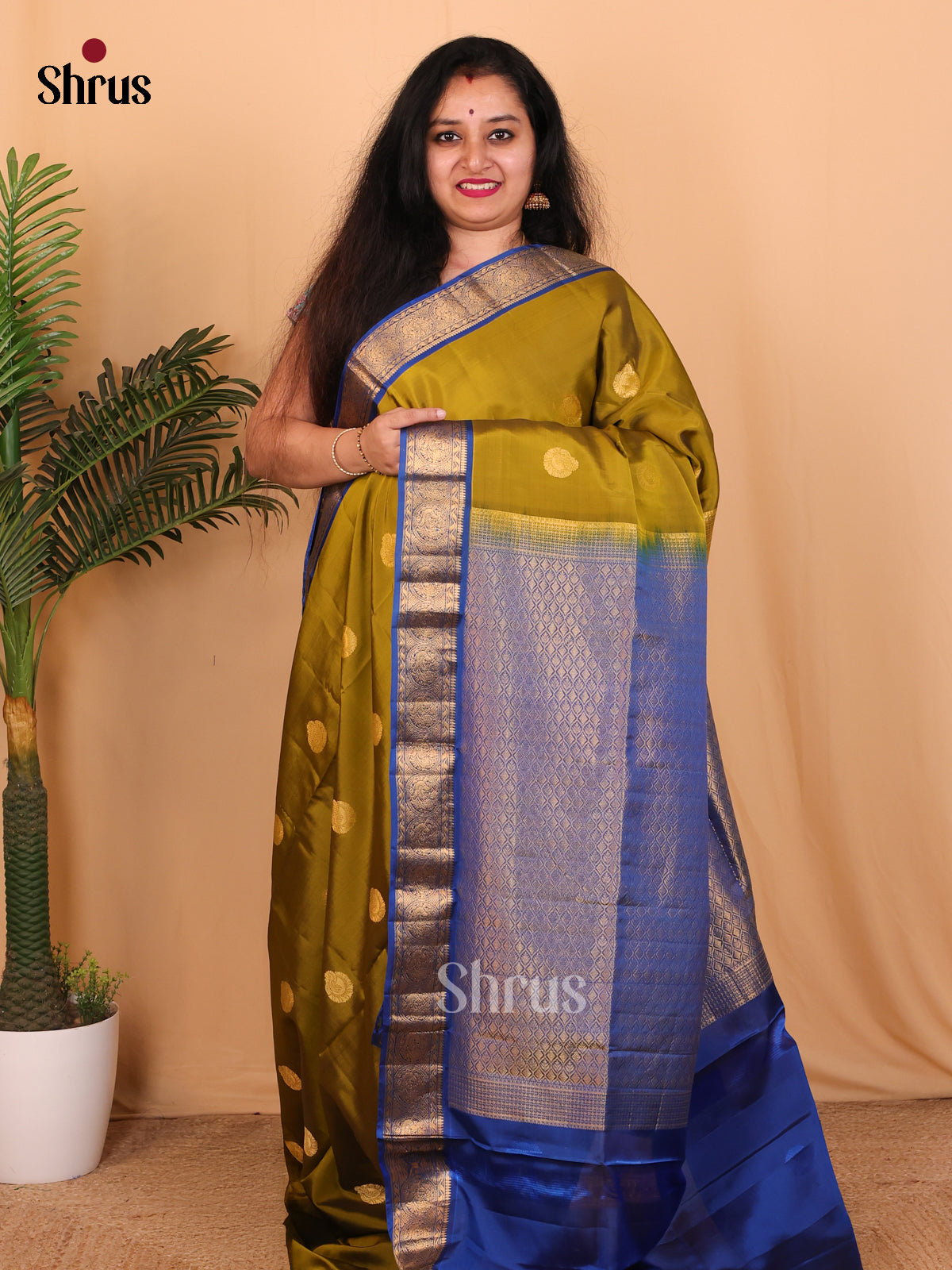 Green & Blue - Softsilk-halfpure Saree - Shop on Shrus.com