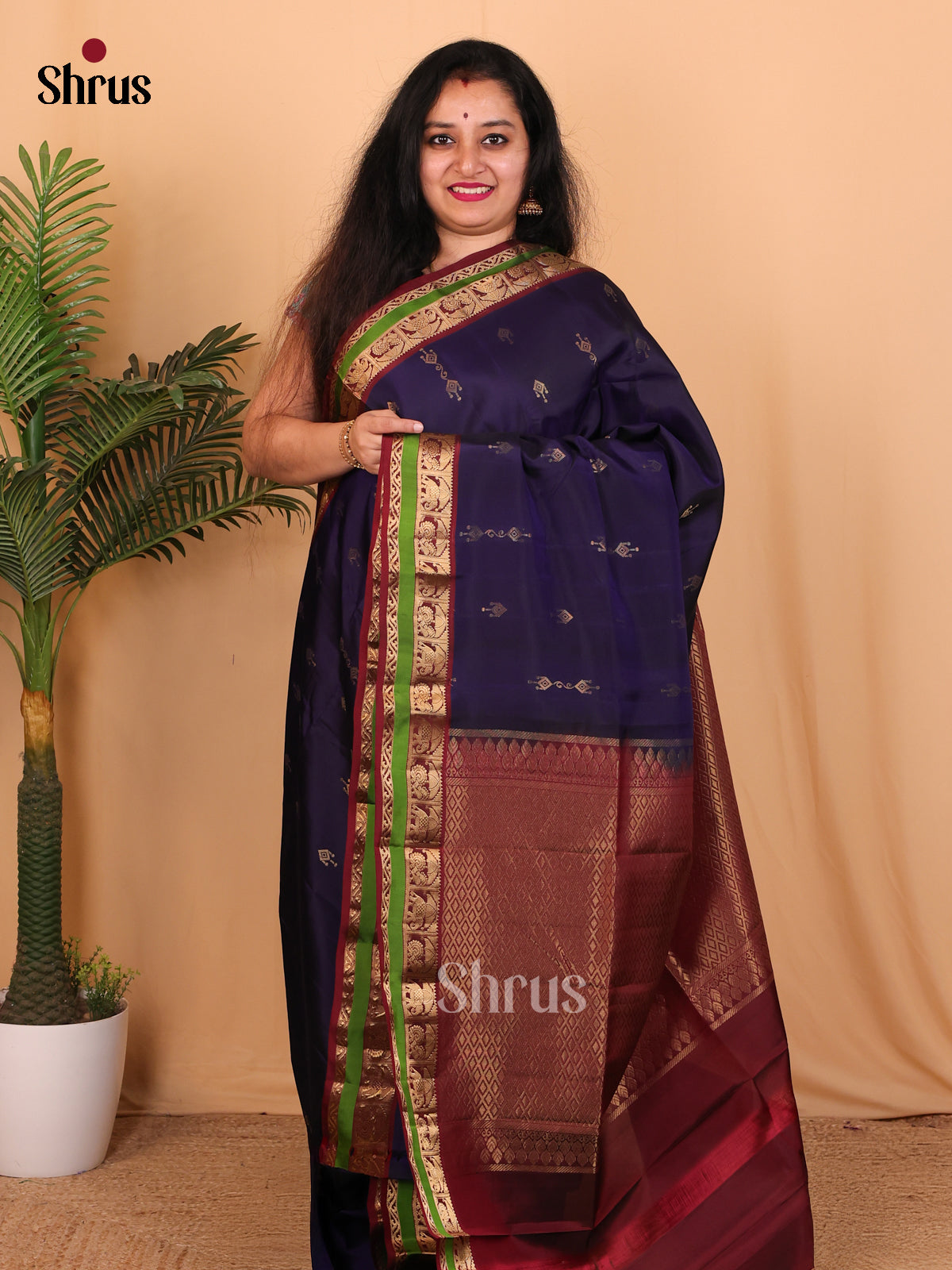 Violet & Maroon - Softsilk-halfpure Saree - Shop on Shrus.com