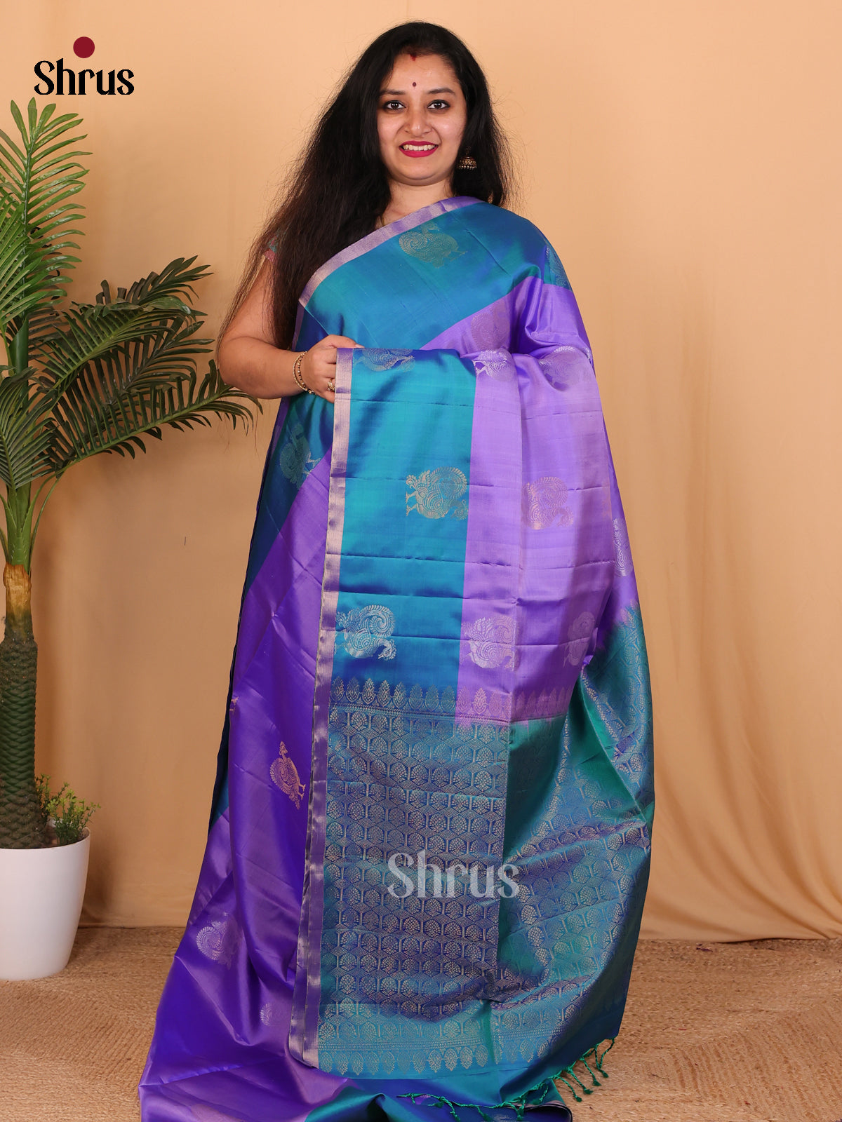 Lilac & Blue  - Soft Silk Saree - Shop on Shrus.com