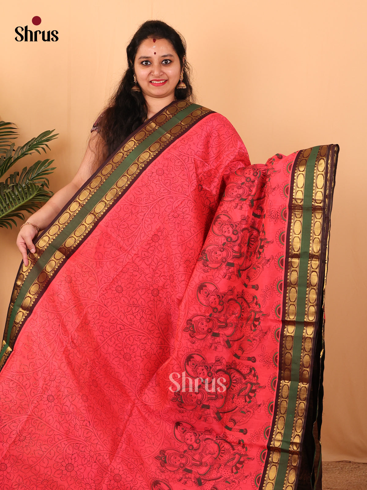 Pink & Brown - Hindolam Saree - Shop on Shrus.com