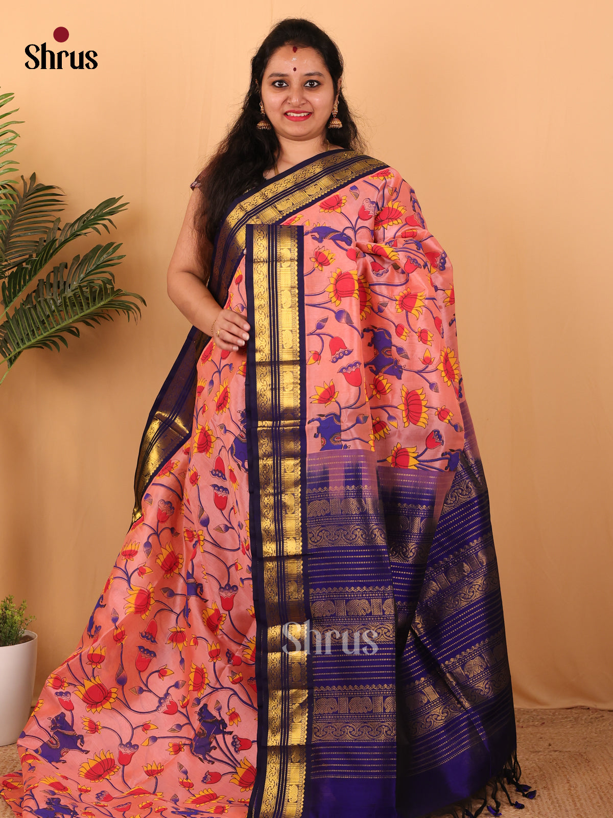 Pink & Blue - Hindolam Saree - Shop on Shrus.com