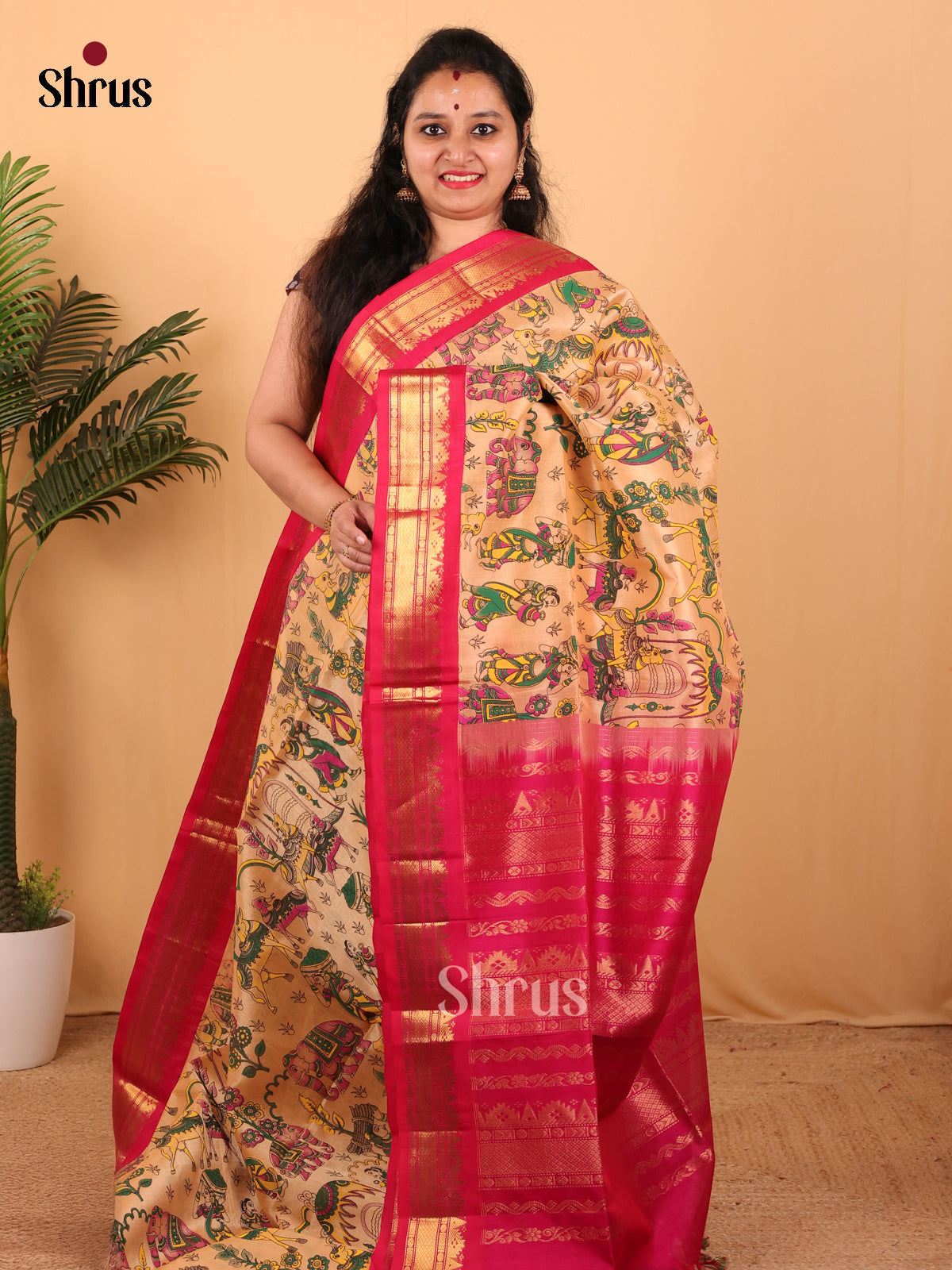 Peach & Pink- Hindolam Saree - Shop on Shrus.com
