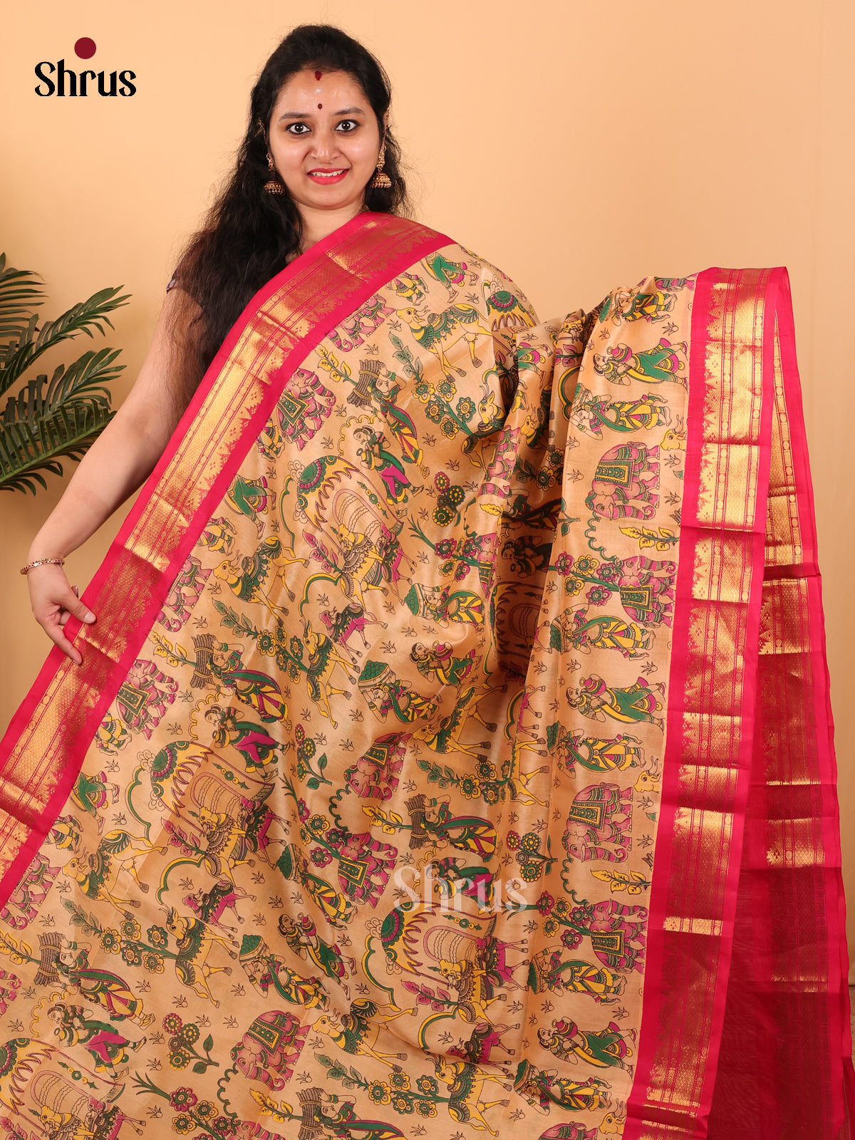 Peach & Pink- Hindolam Saree - Shop on Shrus.com