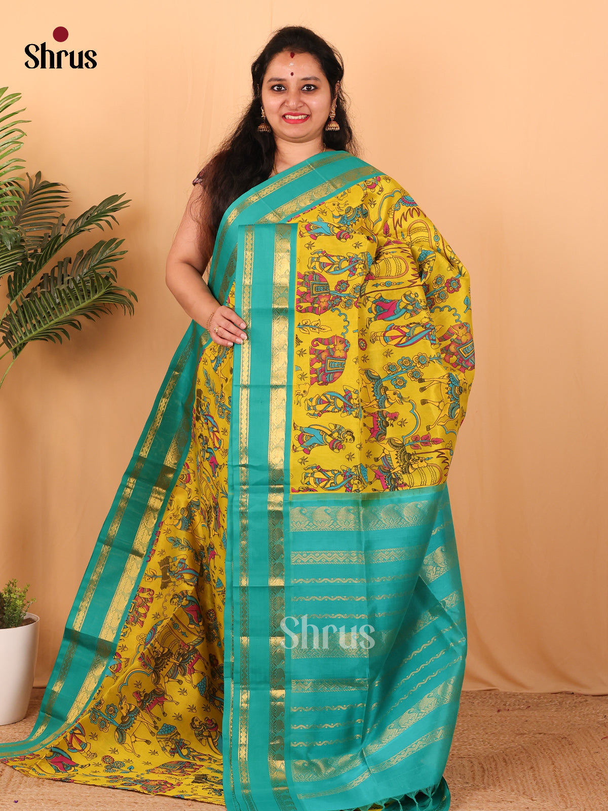 Mustard & Teal - Hindolam Saree - Shop on Shrus.com