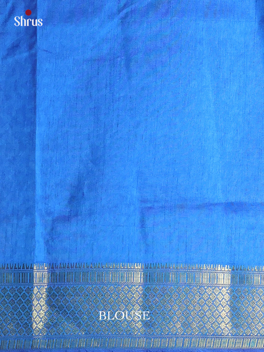 Dark Blue  & Teal  - Semi Patola Saree - Shop on Shrus.com