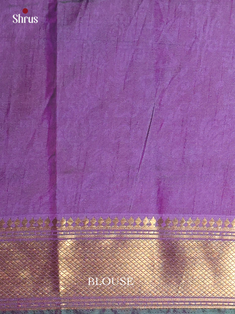 Teal Blue & Purple - Semi Patola Saree - Shop on Shrus.com