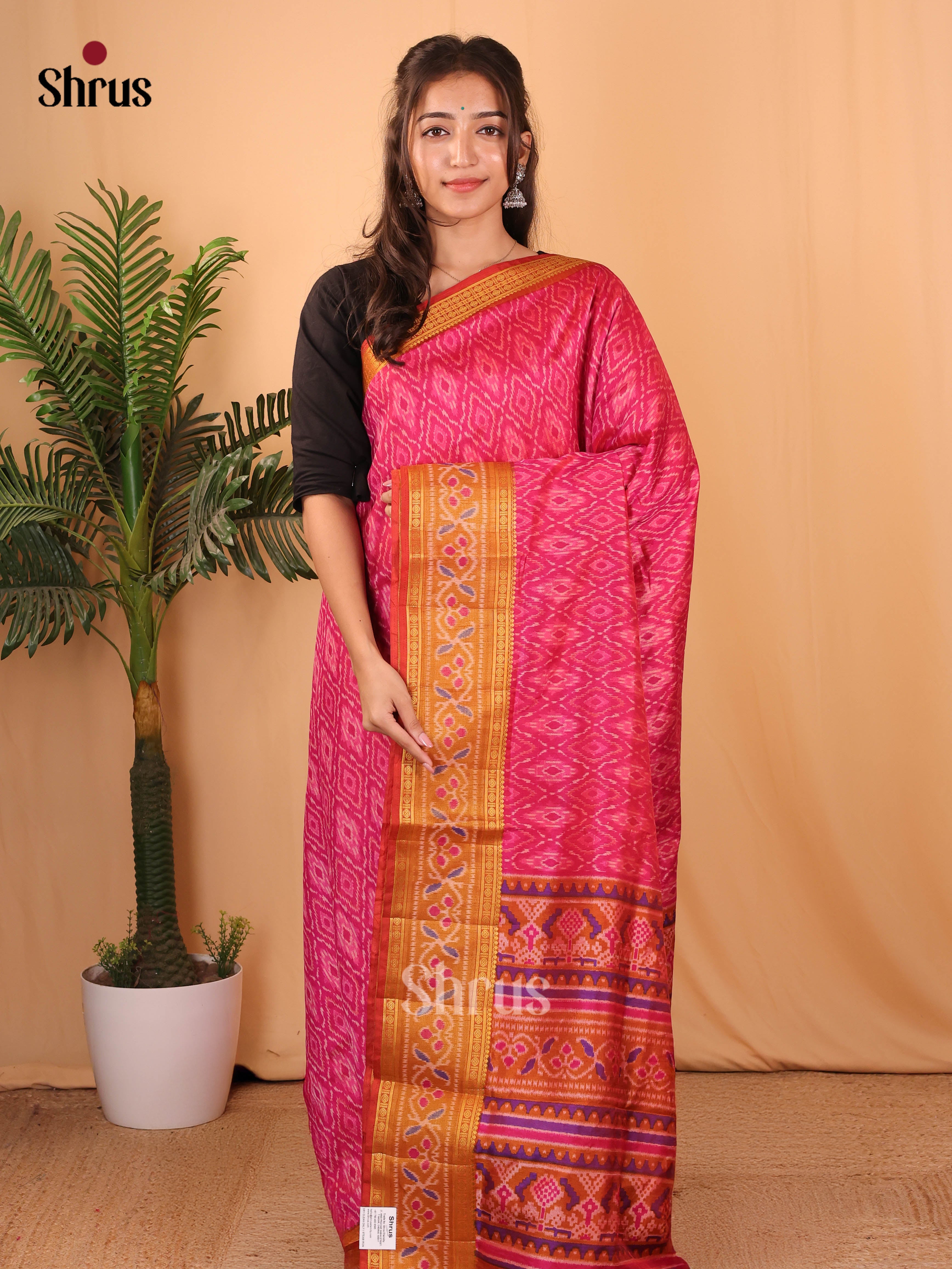 Pink & Brick - Semi Patola Saree - Shop on Shrus.com