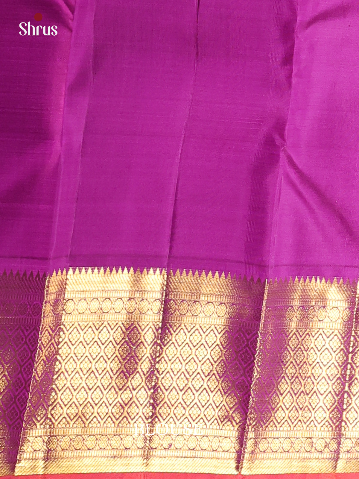 Cream & Purple - Kanchipuram silk Saree - Shop on Shrus.com