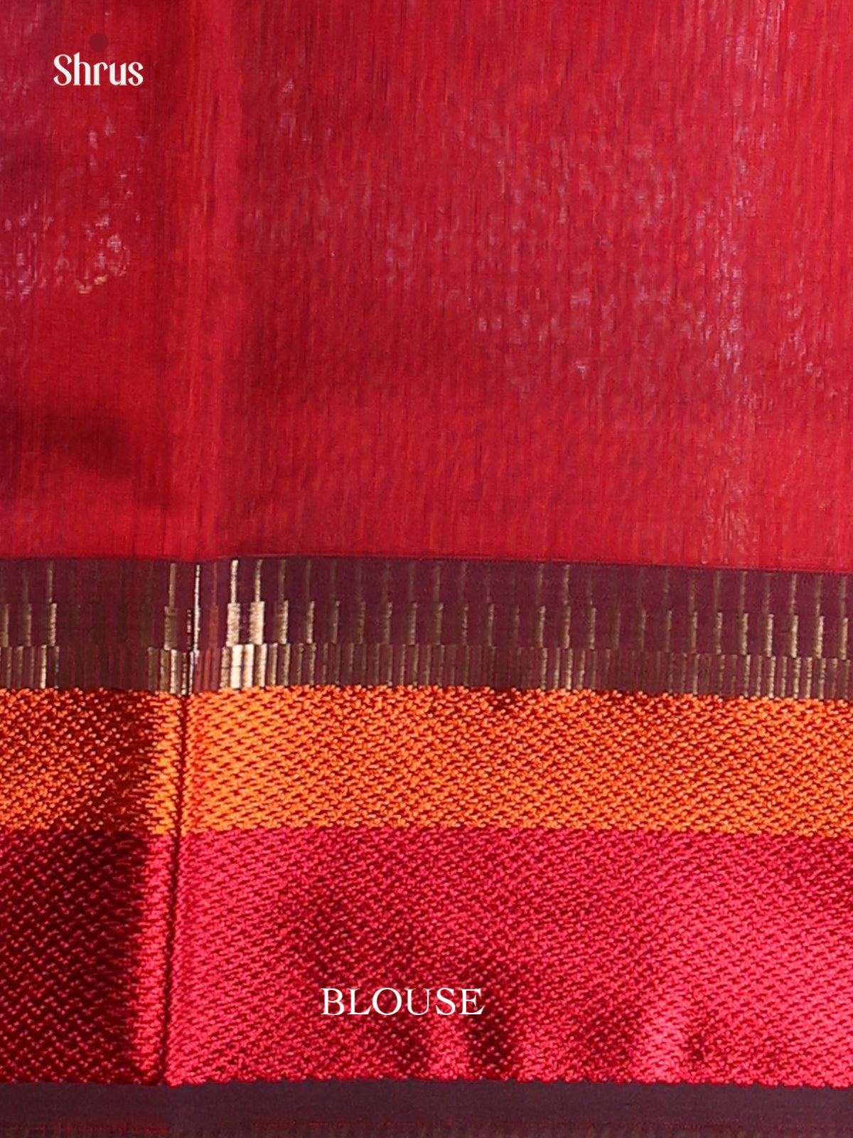 Blue  & Red- Maheshwari silkcotton Saree - Shop on Shrus.com