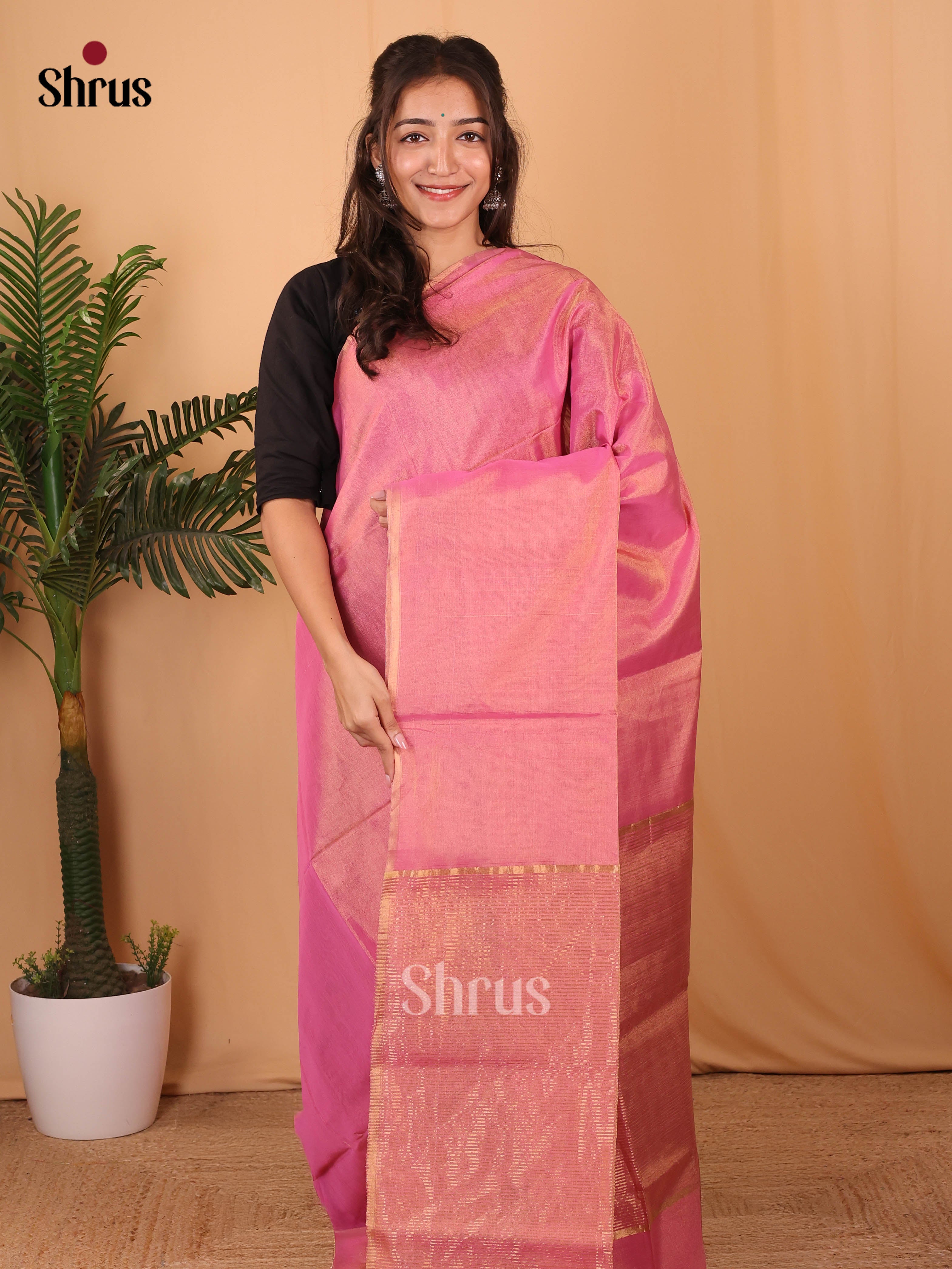 Pink(Single Tone) - Maheshwari silkcotton - Shop on Shrus.com