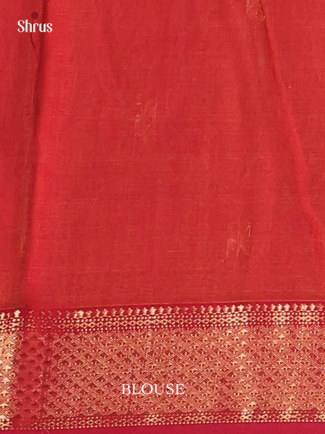 Mustard & Red- Maheshwari silkcotton Saree - Shop on Shrus.com