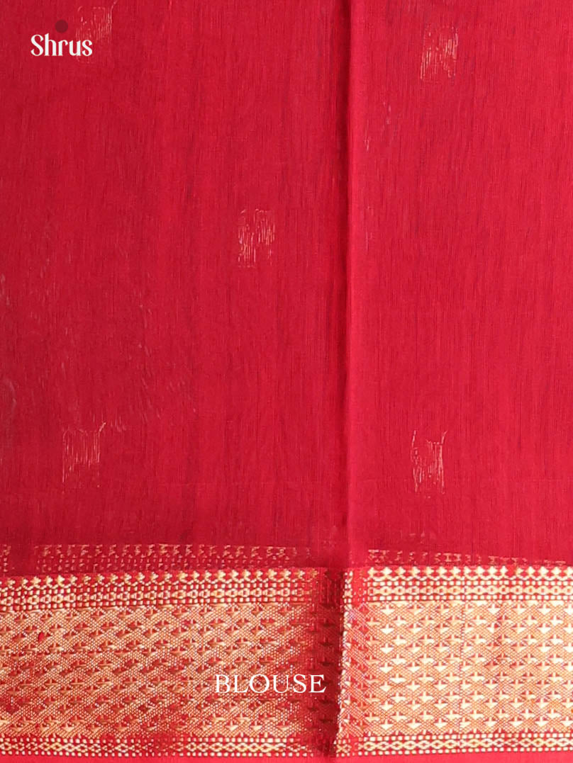 Grey & Red- Maheshwari silkcotton Saree - Shop on Shrus.com