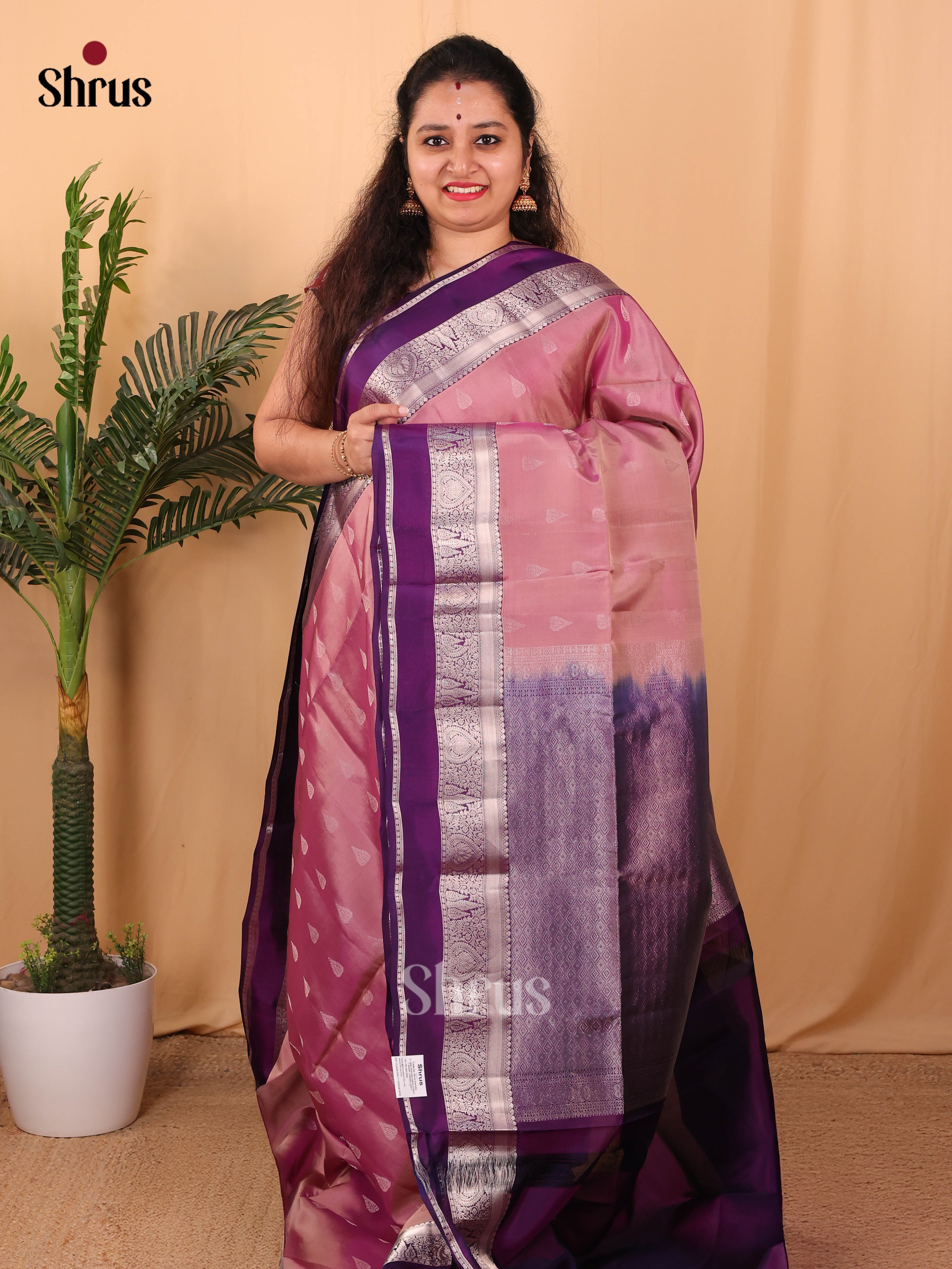 Lotus Pink & Violet- Softsilk-halfpure Saree - Shop on Shrus.com