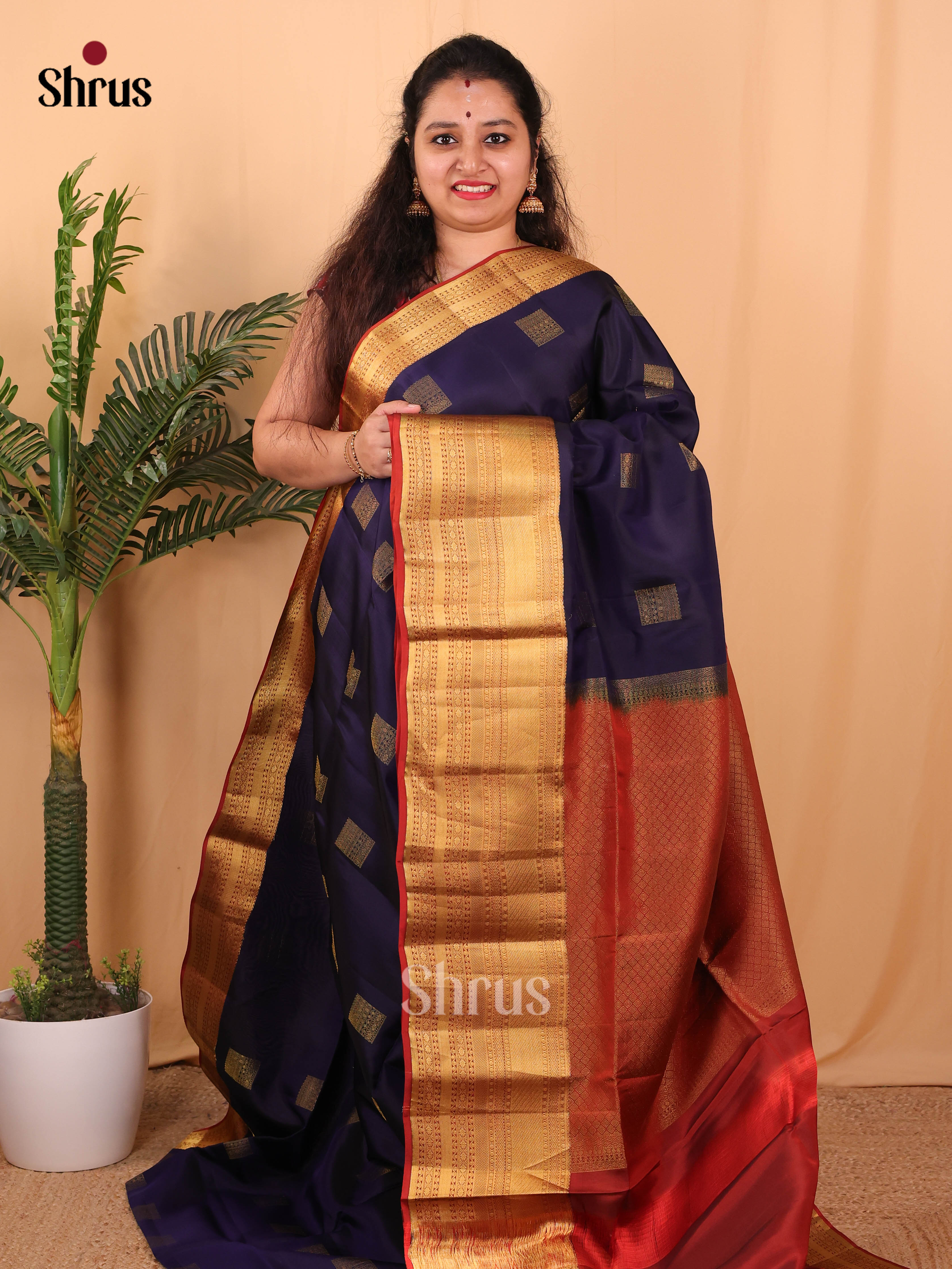 Violet & Maroon - Softsilk-halfpure Saree - Shop on Shrus.com