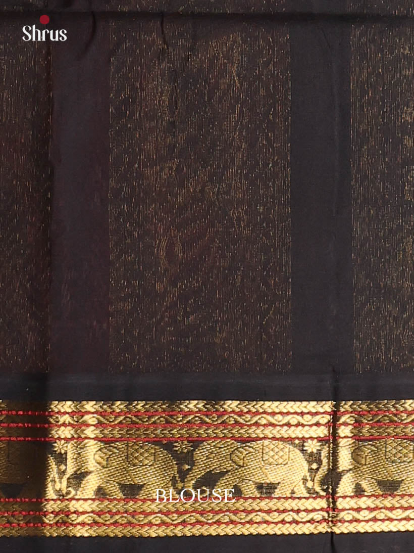 Orange & Black - Silk Cotton Saree - Shop on Shrus.com