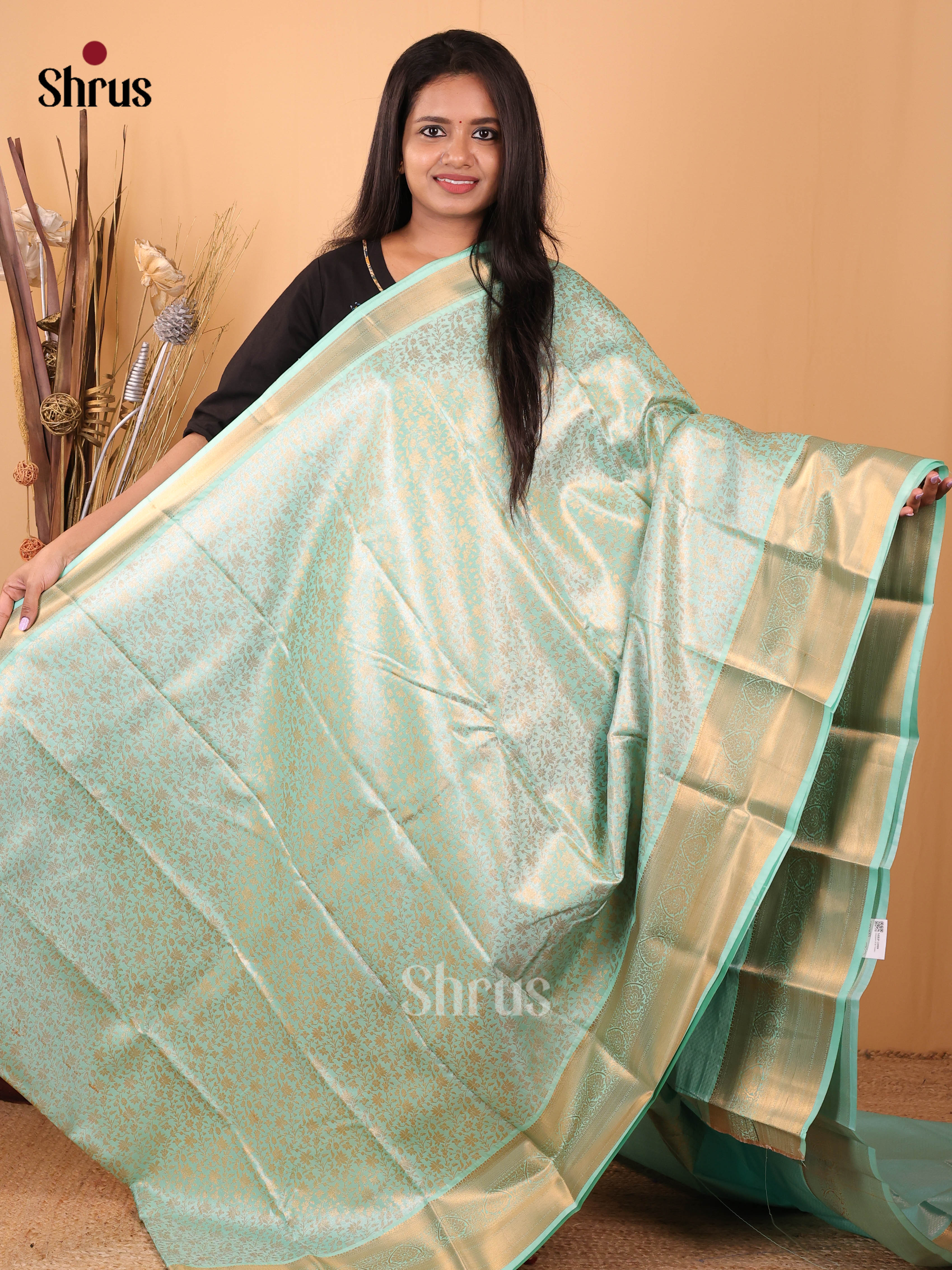 Blue - Kanchipuram-halfpure Saree - Shop on Shrus.com