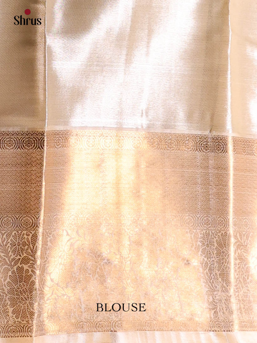 Cream- Kanchipuram-halfpure Saree - Shop on Shrus.com