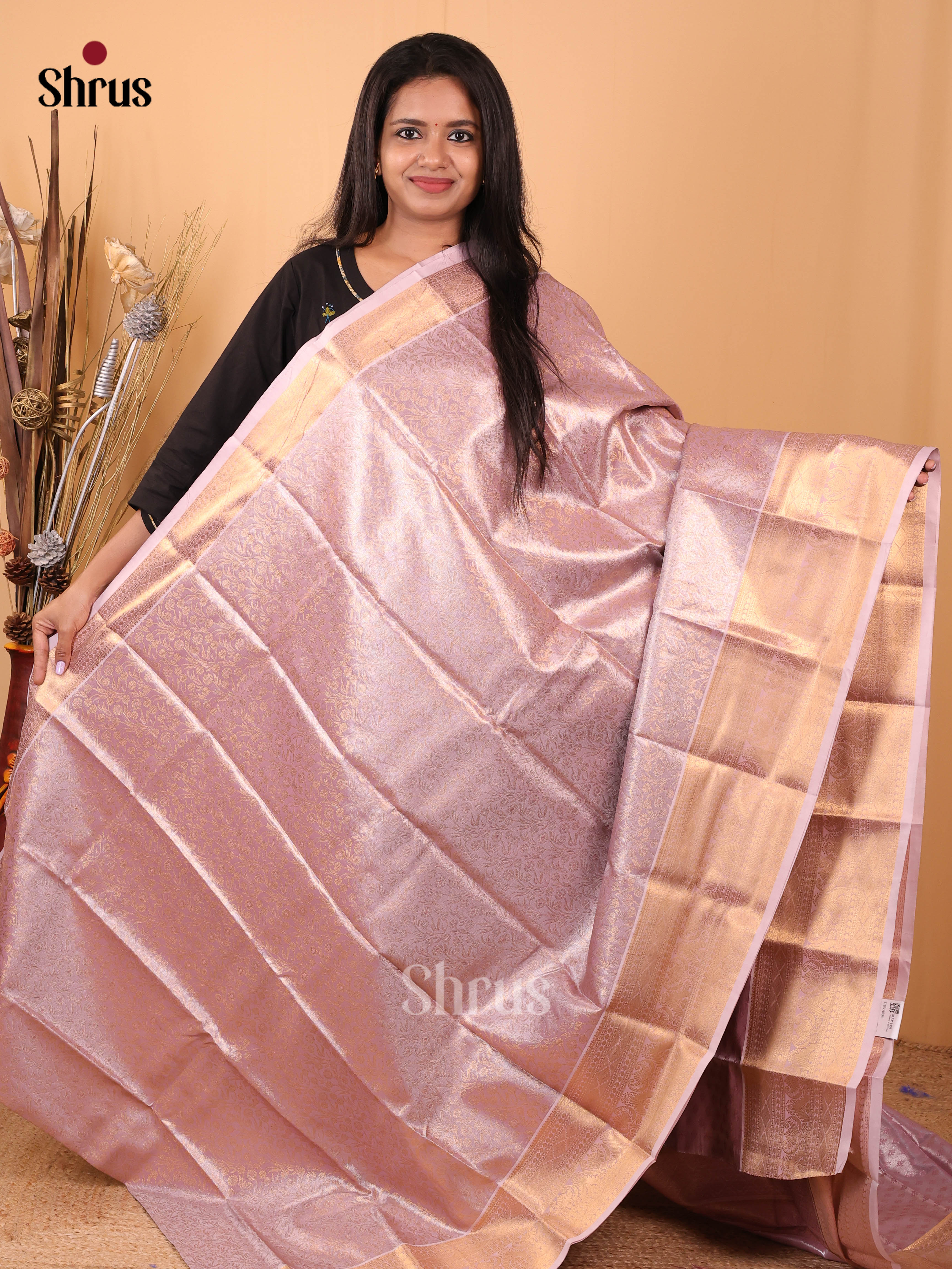 Purple - Kanchipuram-halfpure Saree - Shop on Shrus.com