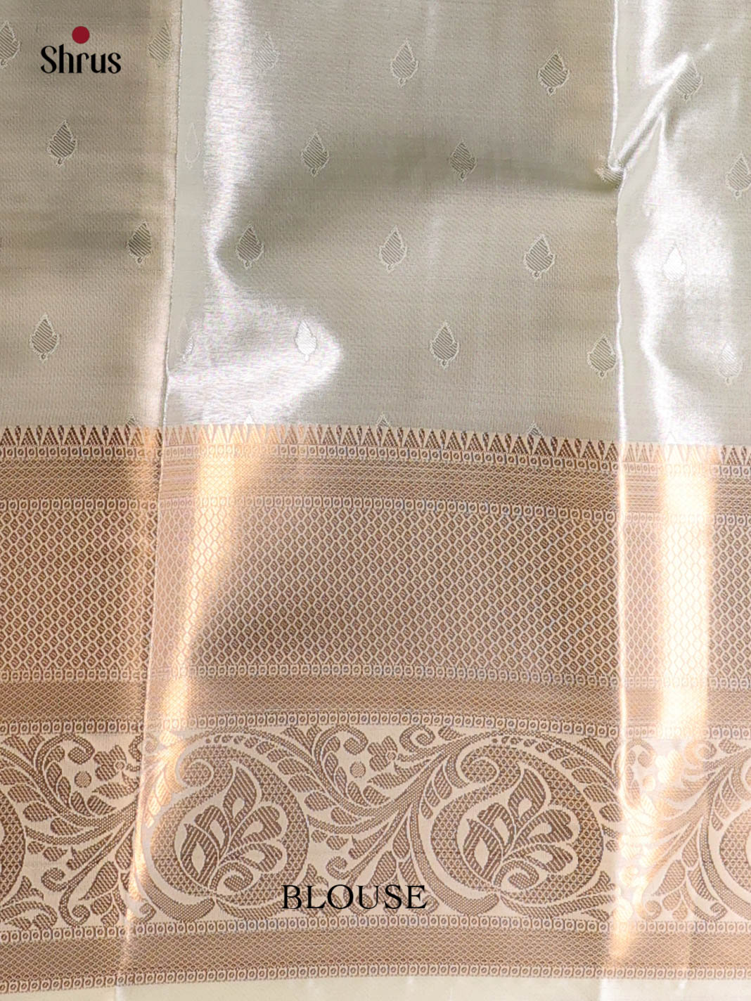 Cream - Kanchipuram-halfpure Saree - Shop on Shrus.com