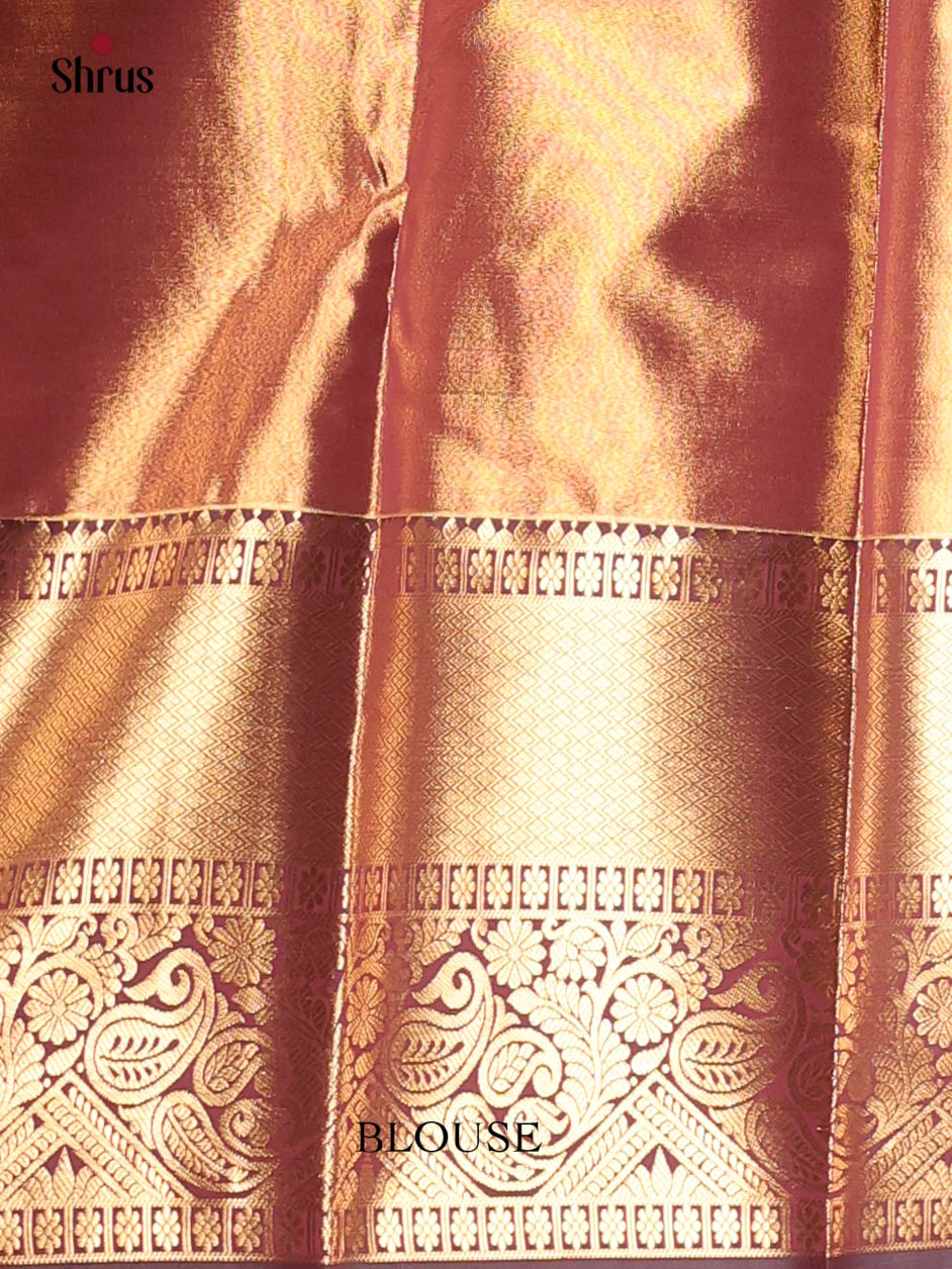 Pink & Brown - Kanchipuram-halfpure Saree - Shop on Shrus.com